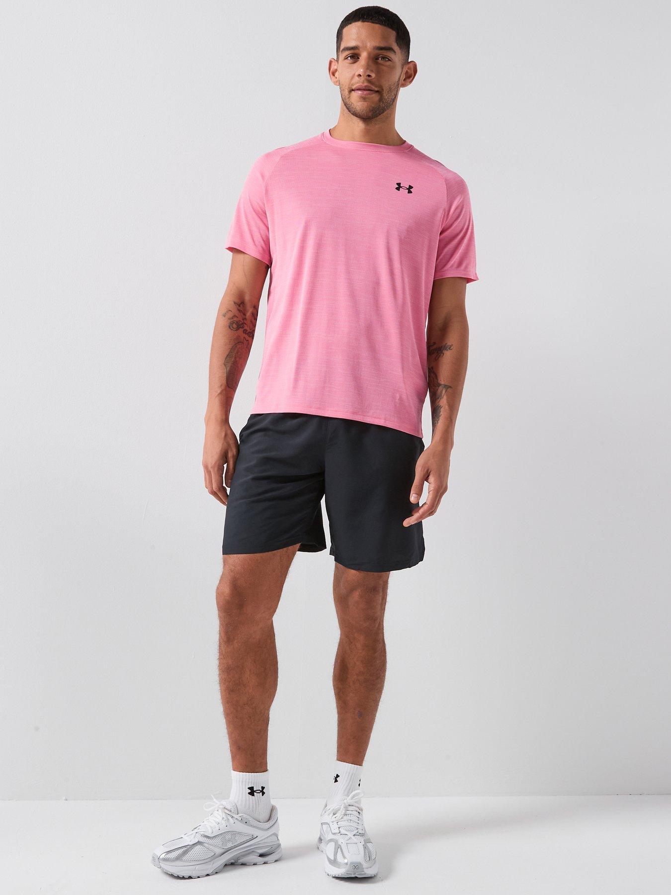  image of under-armour-mens-training-tech-short-sleeve-crew-pink