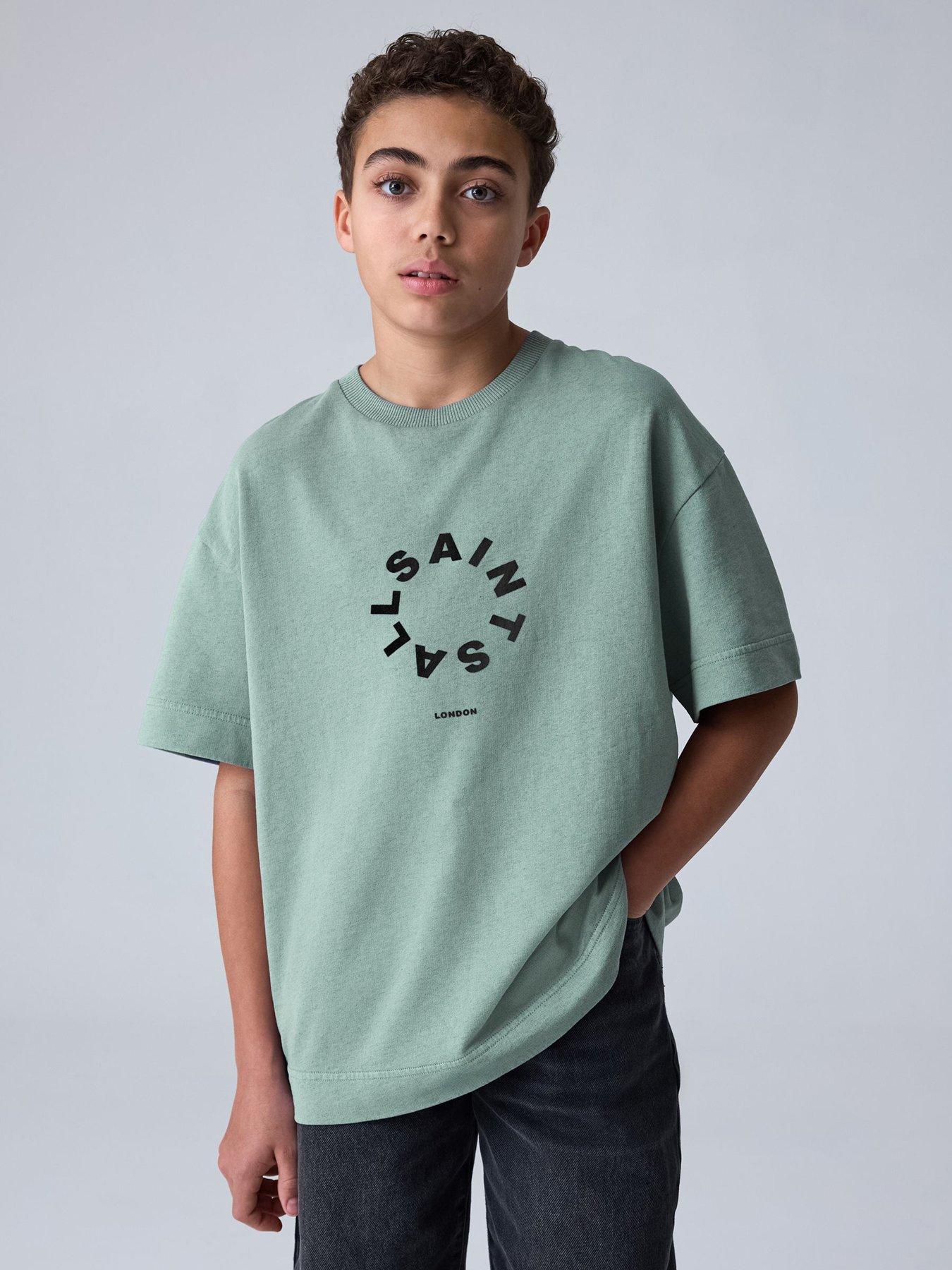 smALLSAINTS Boys Logo Back Print T-shirt - Green