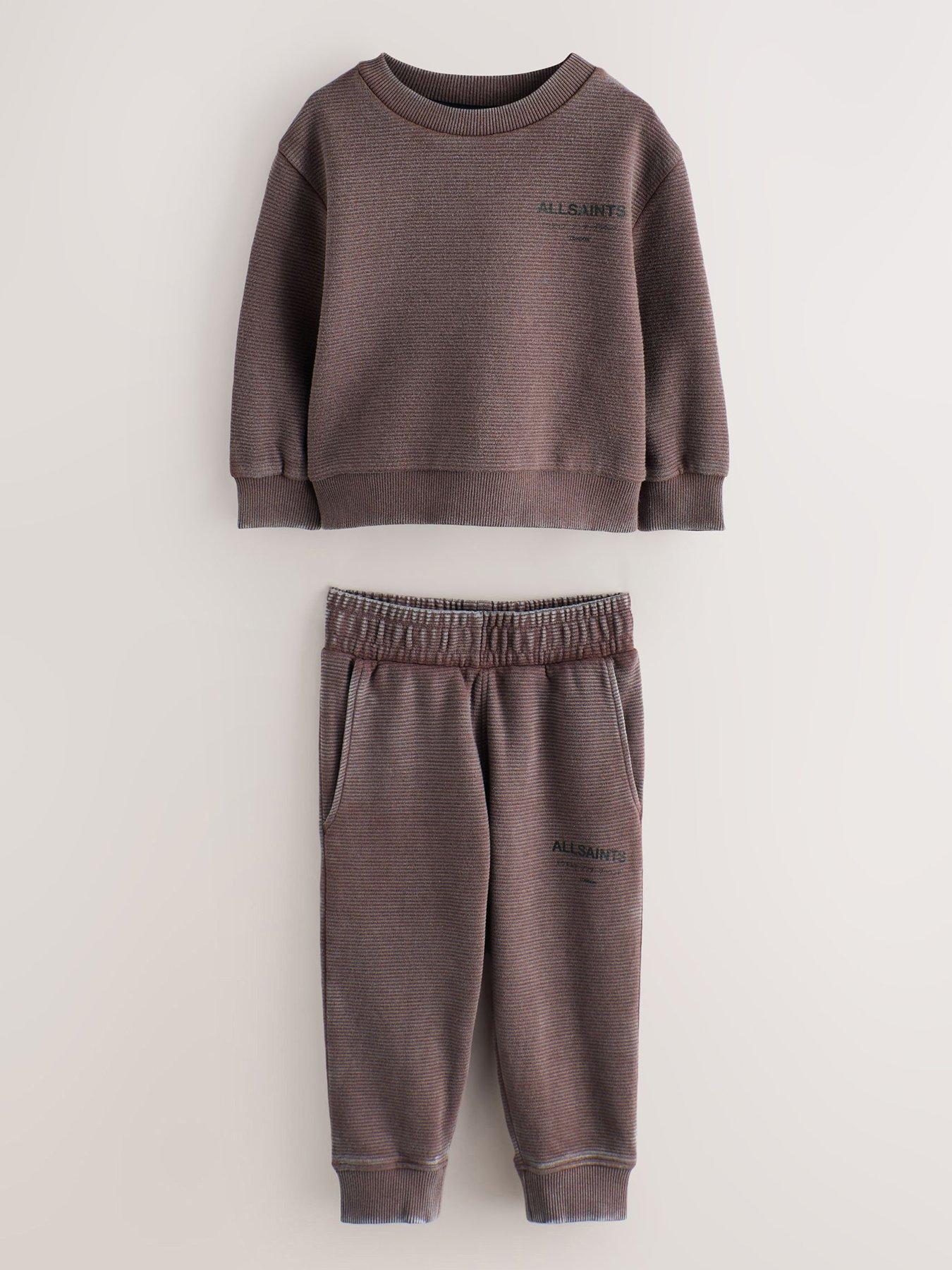 Image 2 of 7 of smALLSAINTS Younger Boys Underground Sweatshirt And Joggers Set - Washed Brown