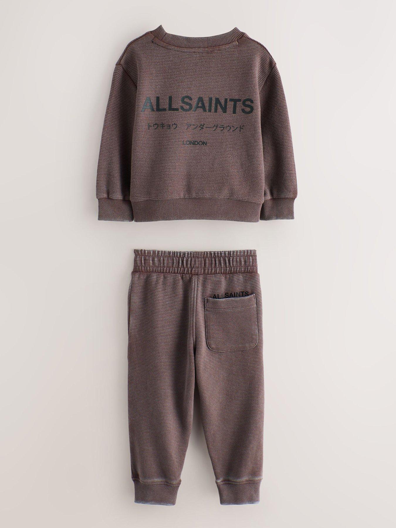 Image 3 of 7 of smALLSAINTS Younger Boys Underground Sweatshirt And Joggers Set - Washed Brown