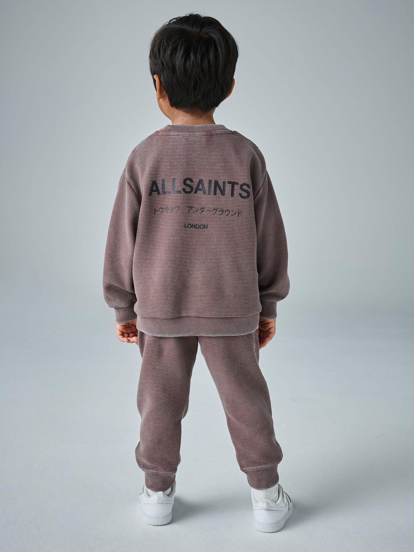 Image 6 of 7 of smALLSAINTS Younger Boys Underground Sweatshirt And Joggers Set - Washed Brown
