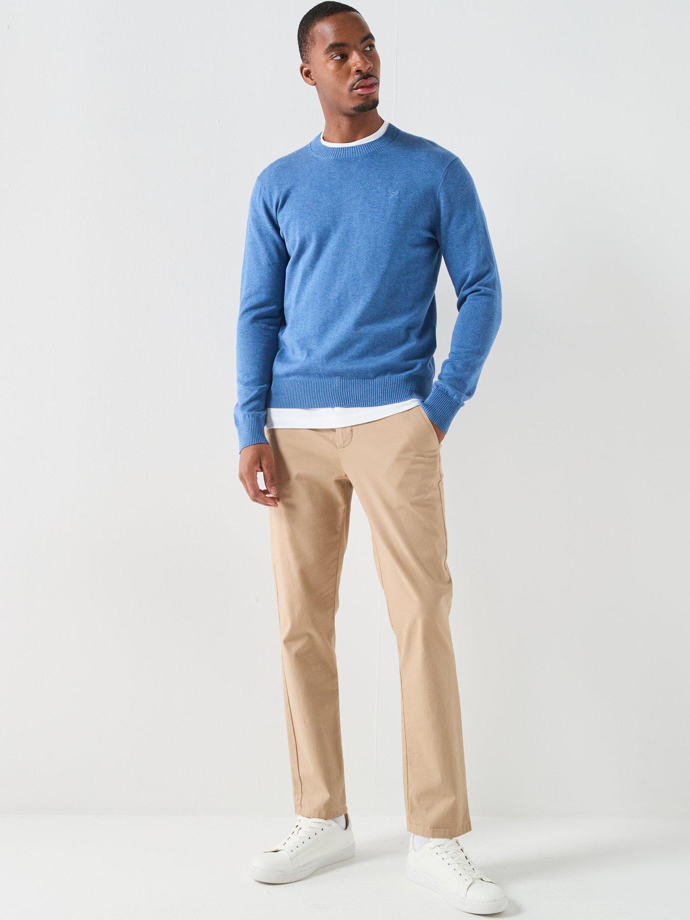  image of hackett-hackett-london-essential-cotton-knitted-jumper-blue