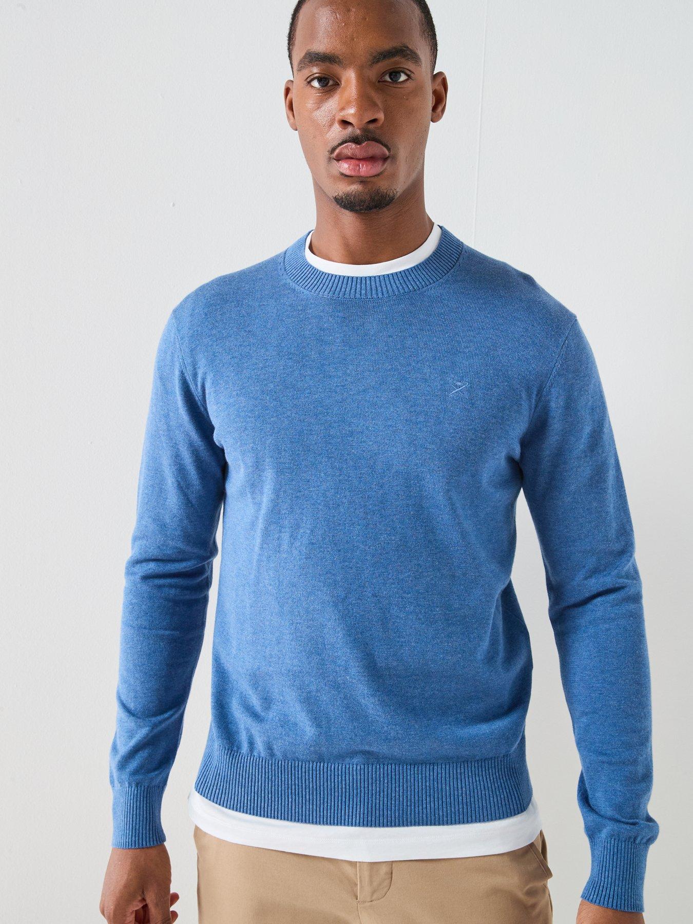  image of hackett-hackett-london-essential-cotton-knitted-jumper-blue
