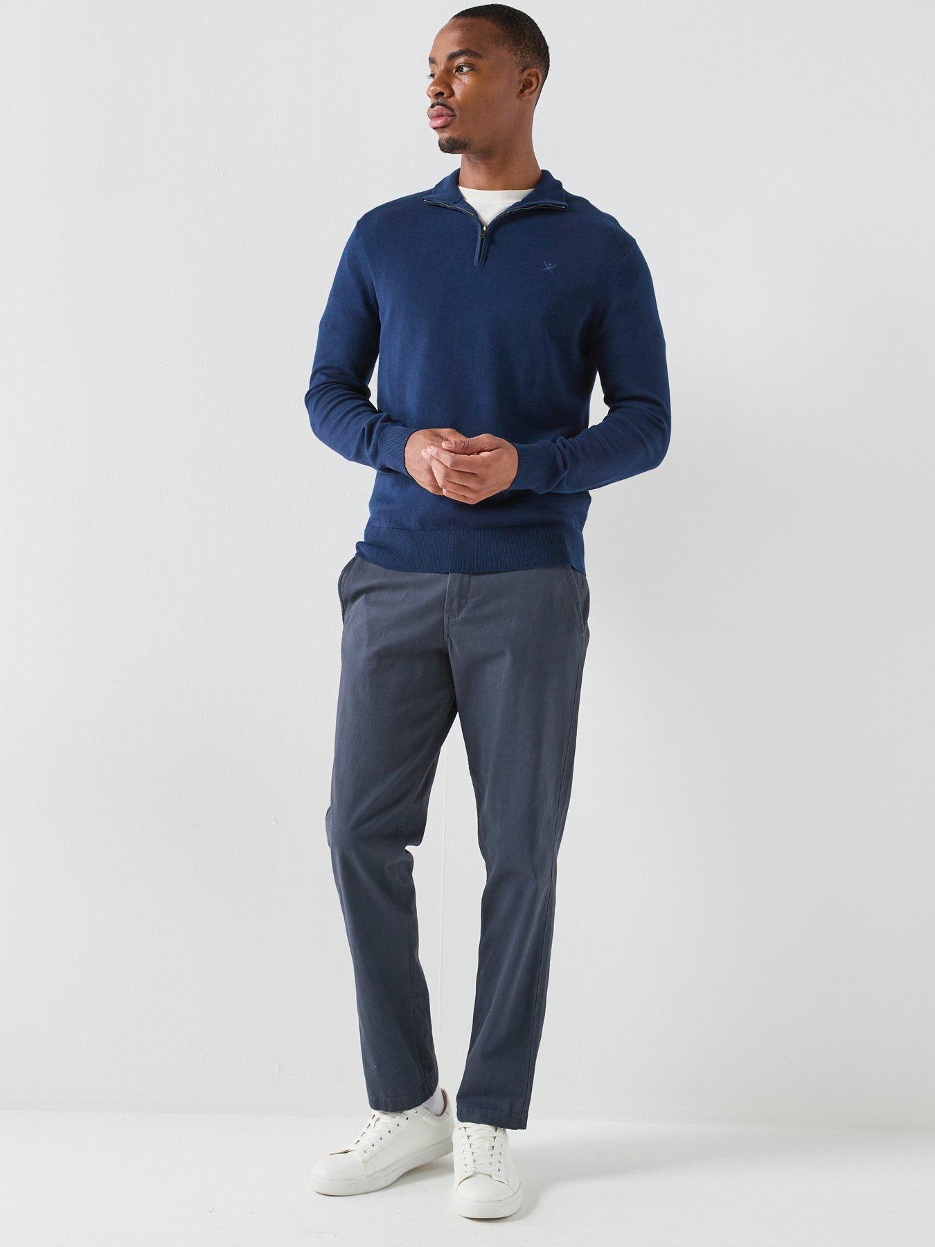  image of hackett-hackett-london-essential-cotton-14-zip-knitted-jumper-navy