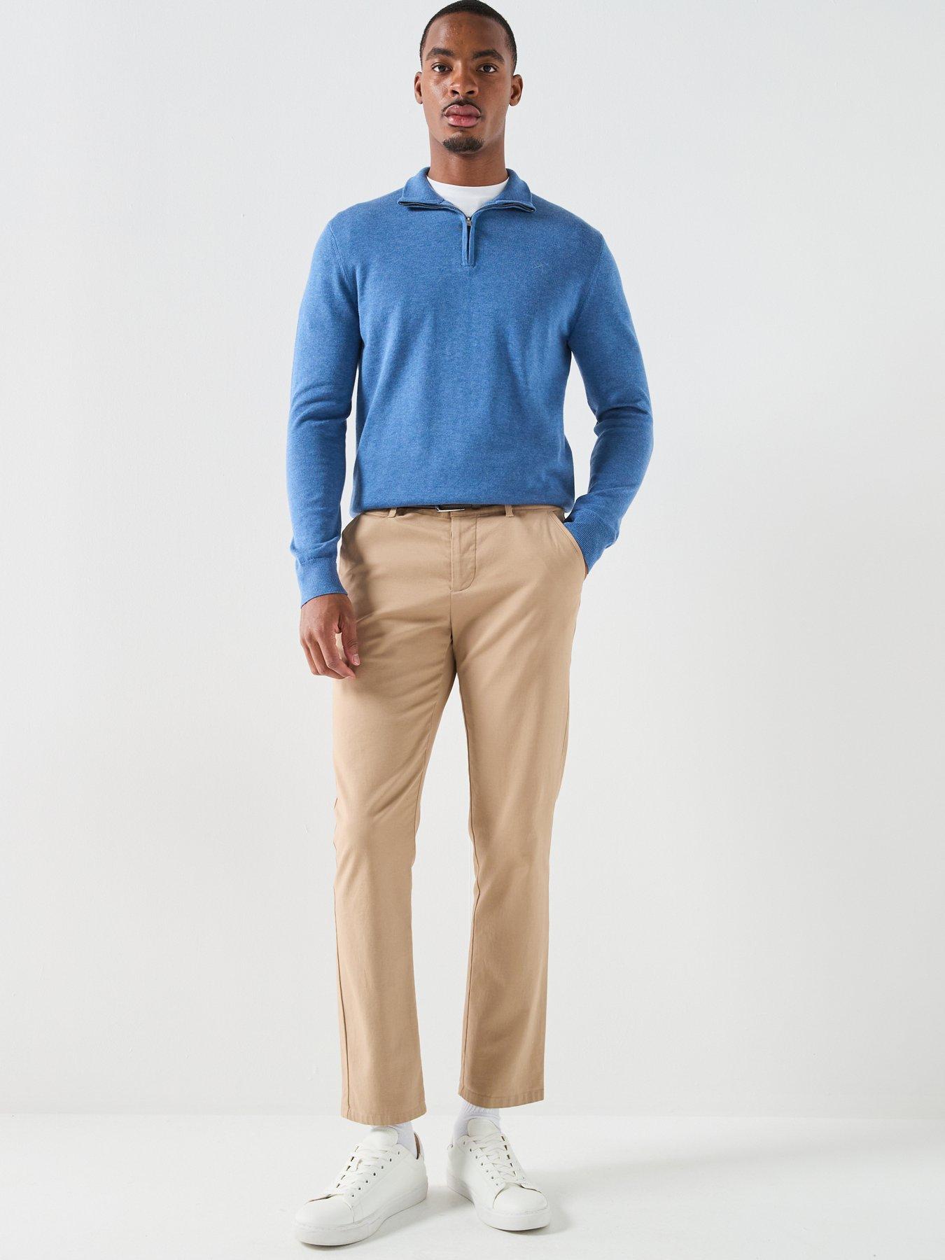 Image 3 of 6 of Hackett Hackett London Essential Cotton 1/4 Zip Knitted Jumper - Blue