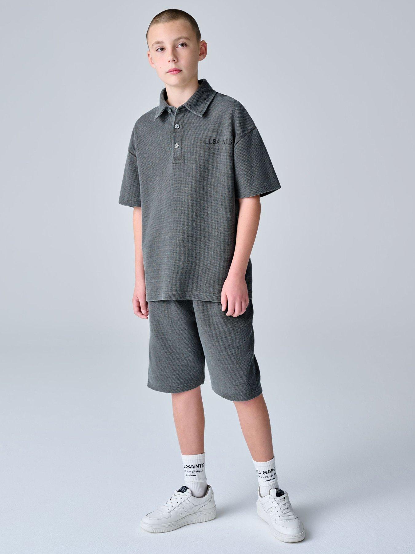 smALLSAINTS Older Boys Polo Waffle Textured Set - Grey