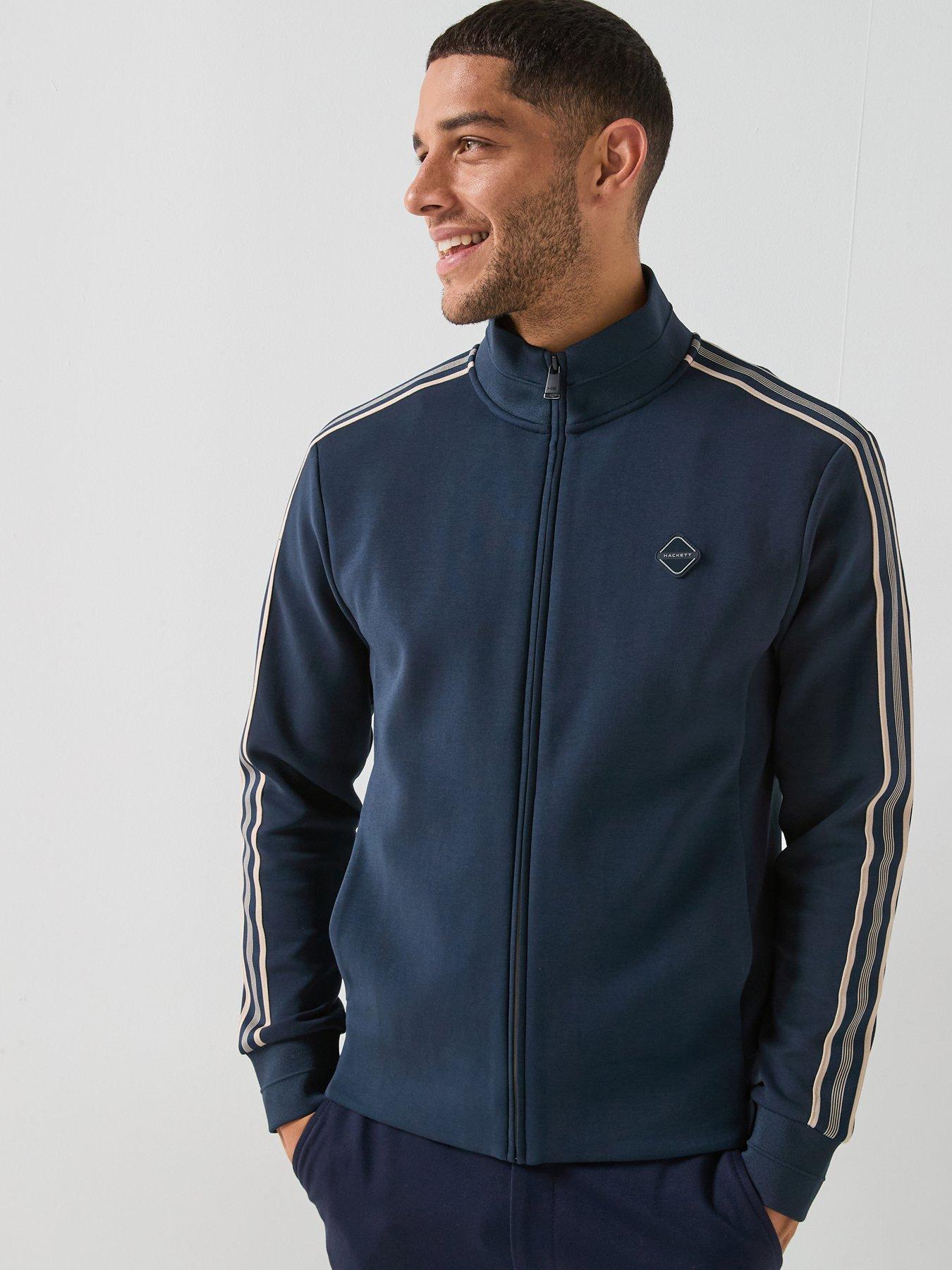 front image of hackett-sport-retro-tape-full-zip-track-top-navy