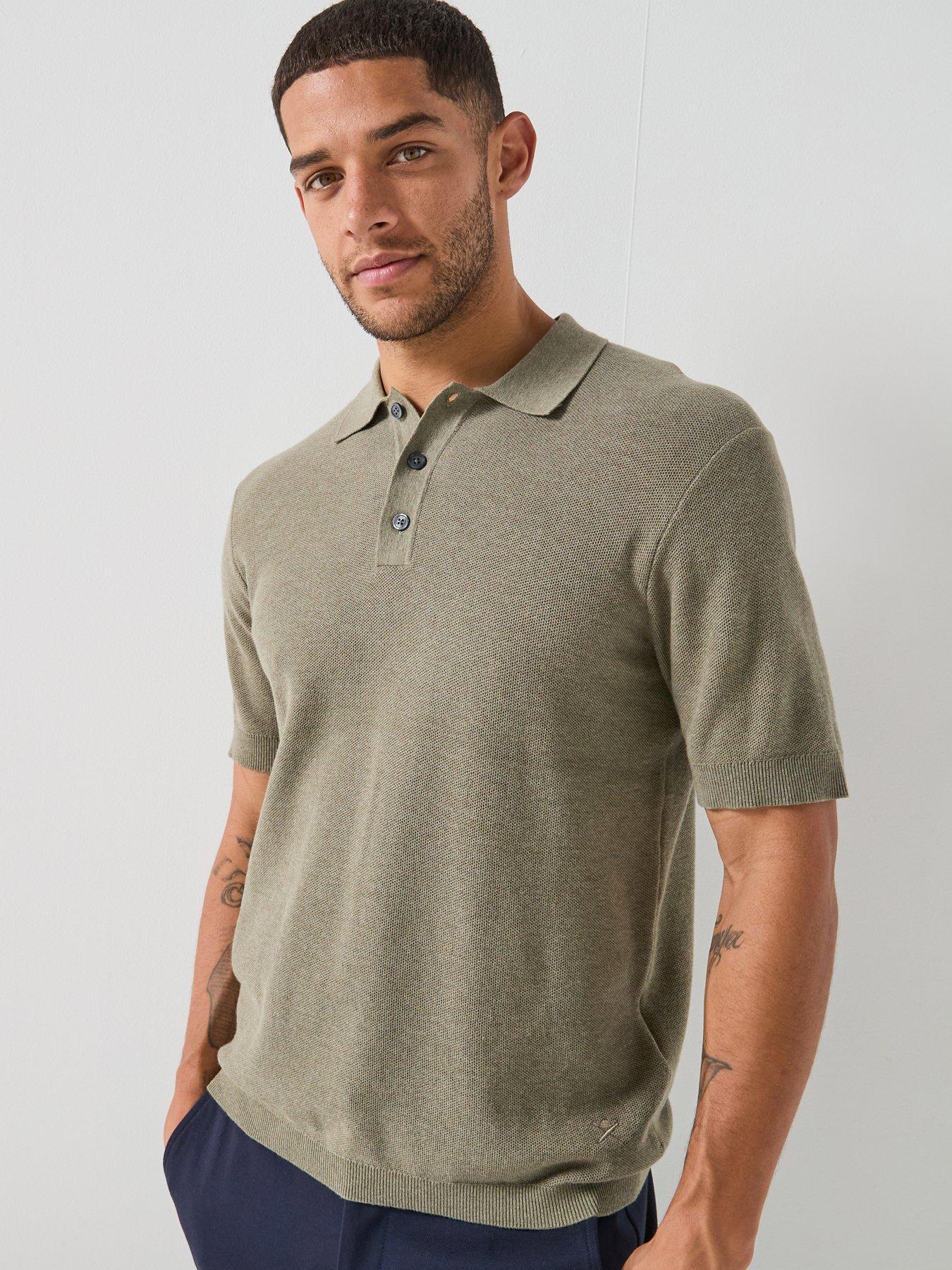 Hackett London Honeycomb Knitted Short Sleeve Polo Shirt - Light Green
