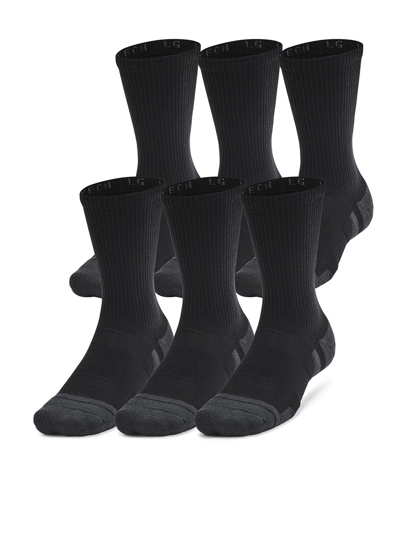  image of under-armour-mens-training-performance-tech-crew-socks-6-pack-black