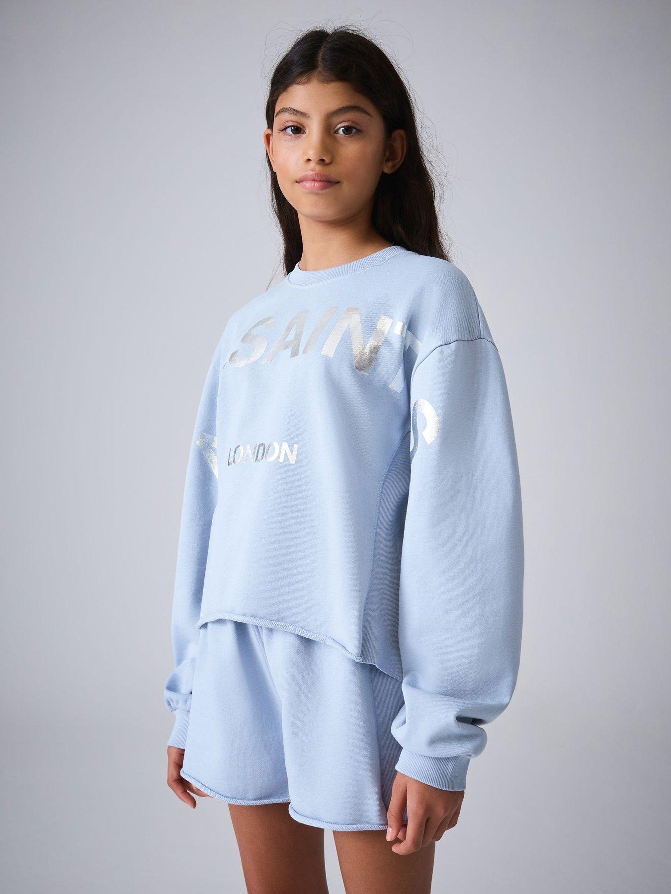 smallsaints-older-girls-logo-sweatshirt-amp-shorts-set-light-blue