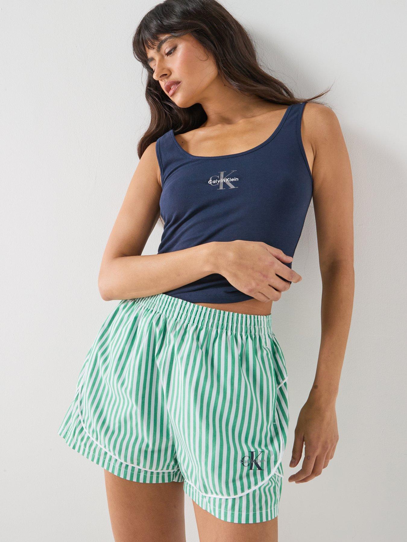 Image 6 of 6 of Calvin Klein Poplin Track Shorts - Green