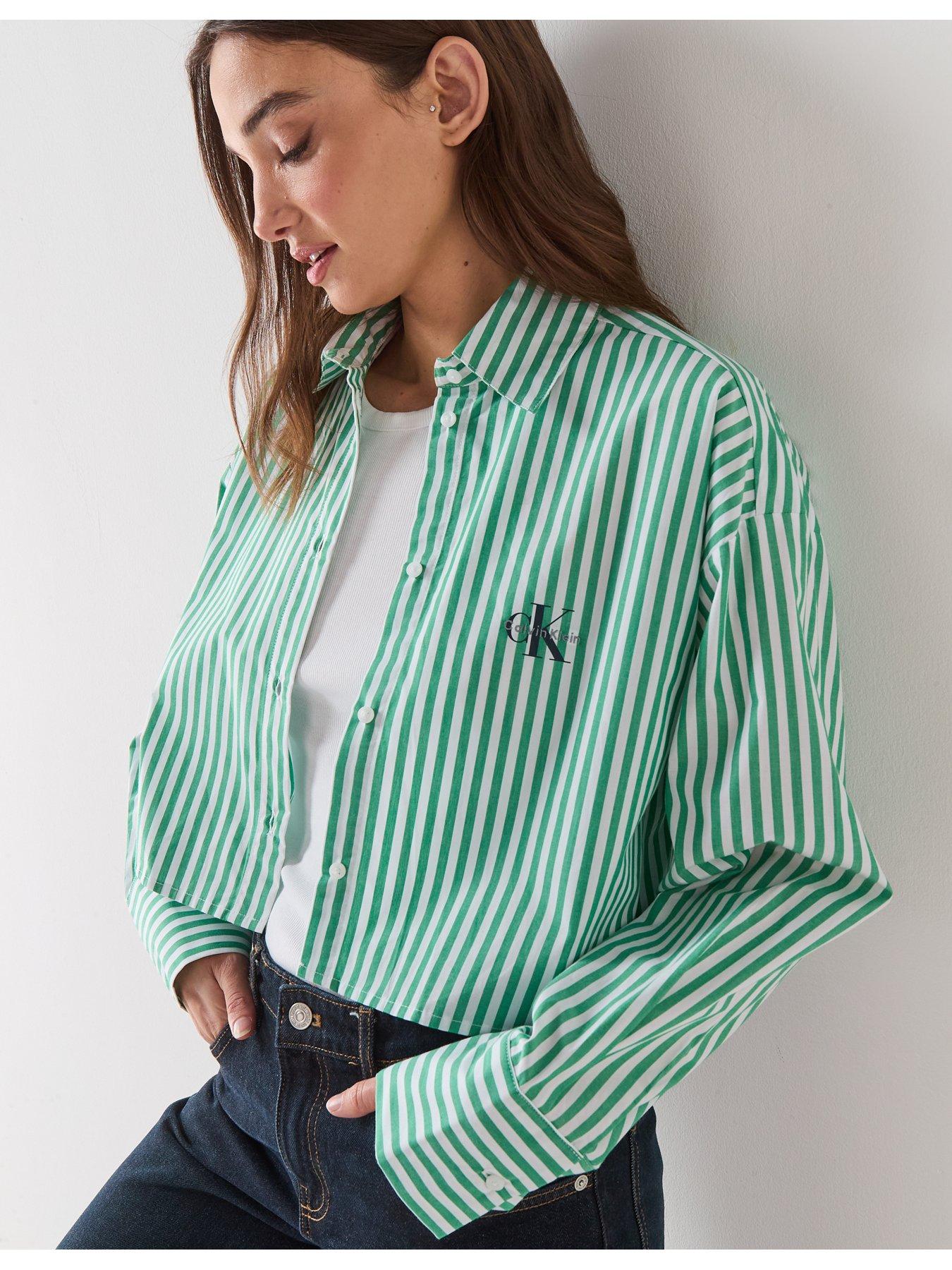 Image 4 of 6 of Calvin Klein Cropped Poplin Shirt
