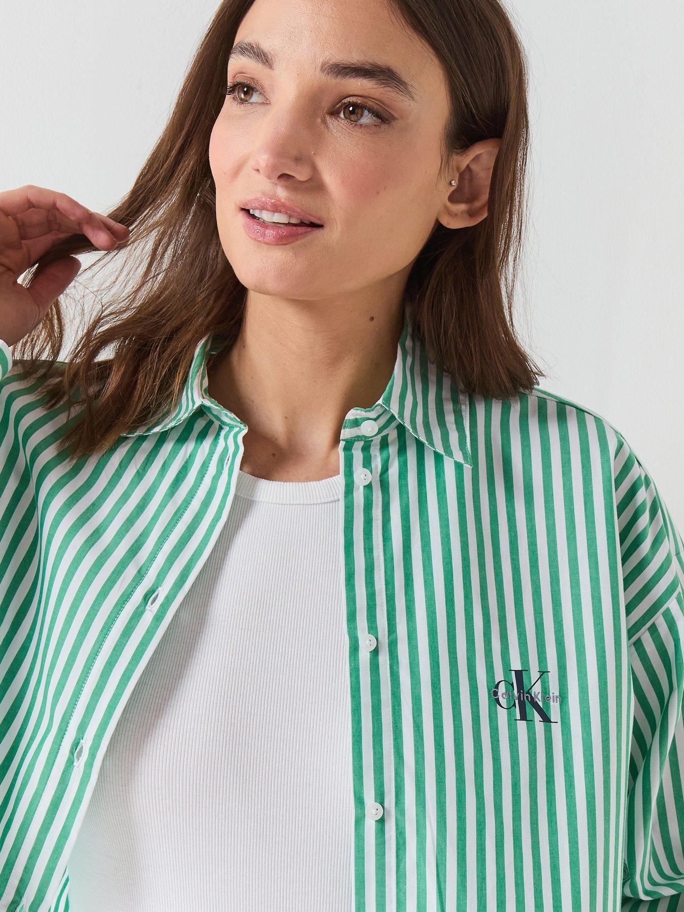 Image 5 of 6 of Calvin Klein Cropped Poplin Shirt