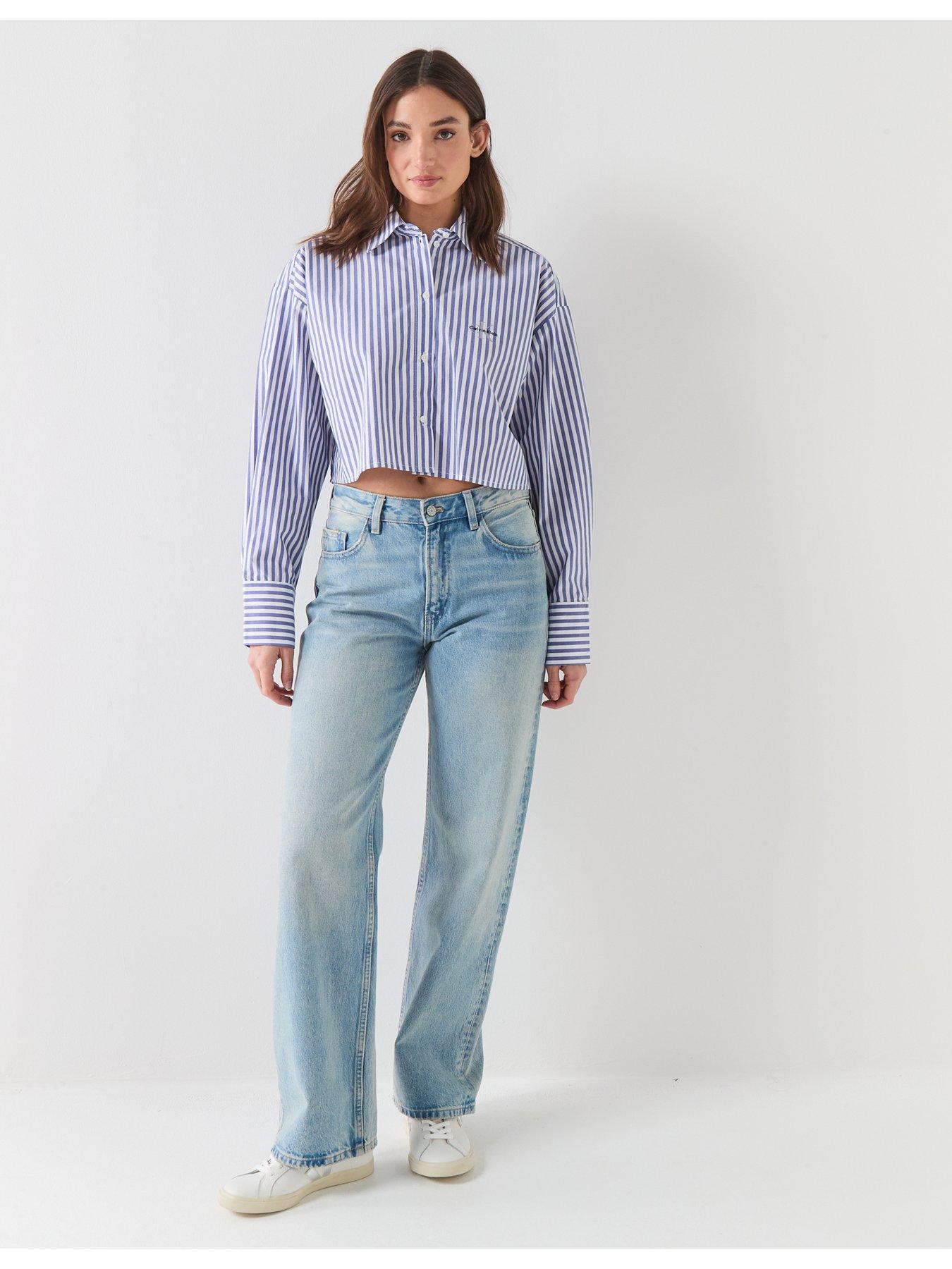 Image 3 of 6 of Calvin Klein Cropped Poplin Shirt