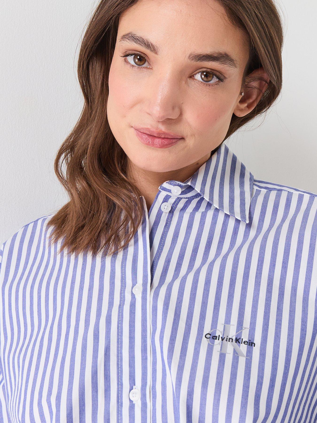 Image 4 of 6 of Calvin Klein Cropped Poplin Shirt