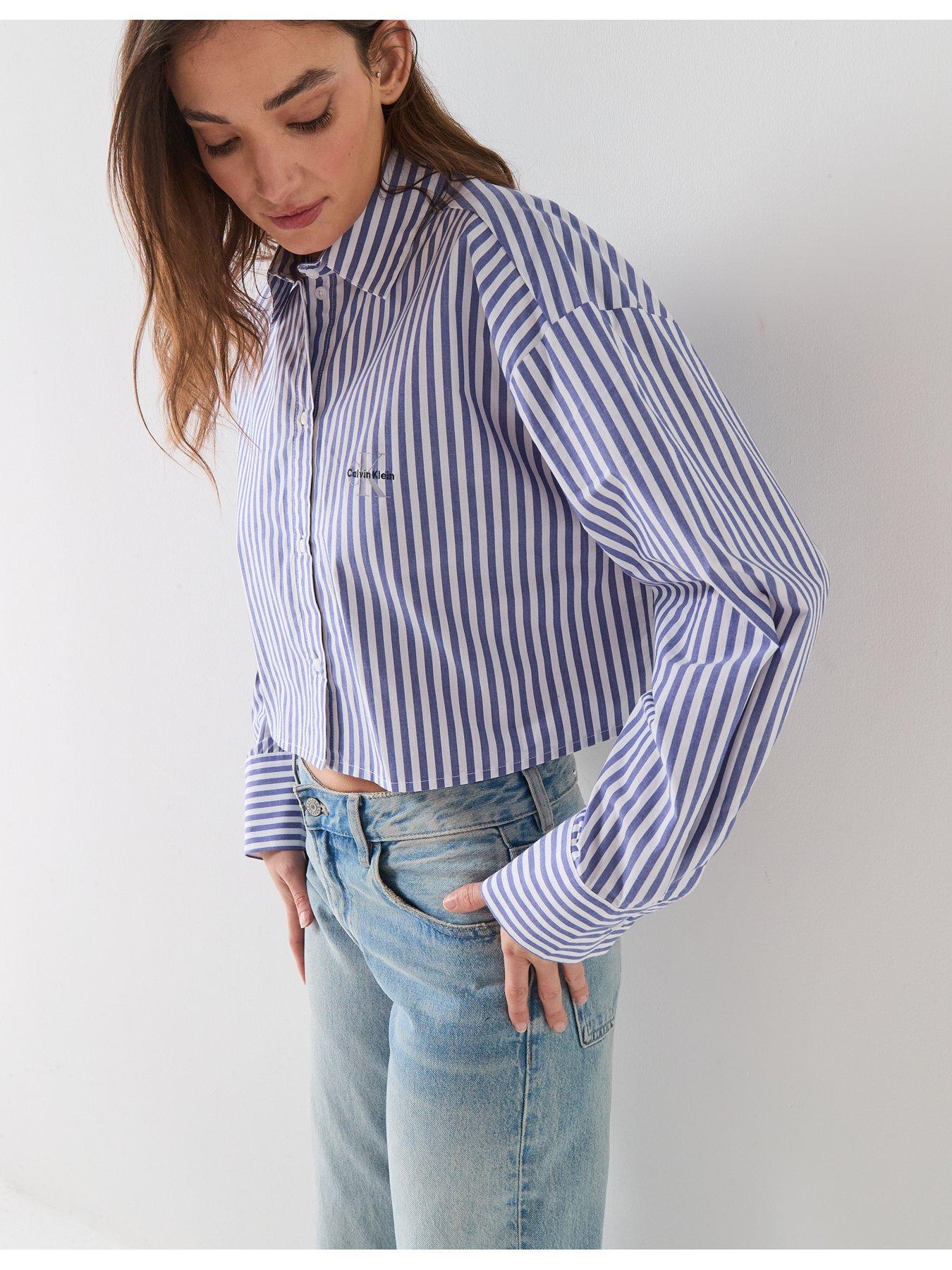 Image 5 of 6 of Calvin Klein Cropped Poplin Shirt