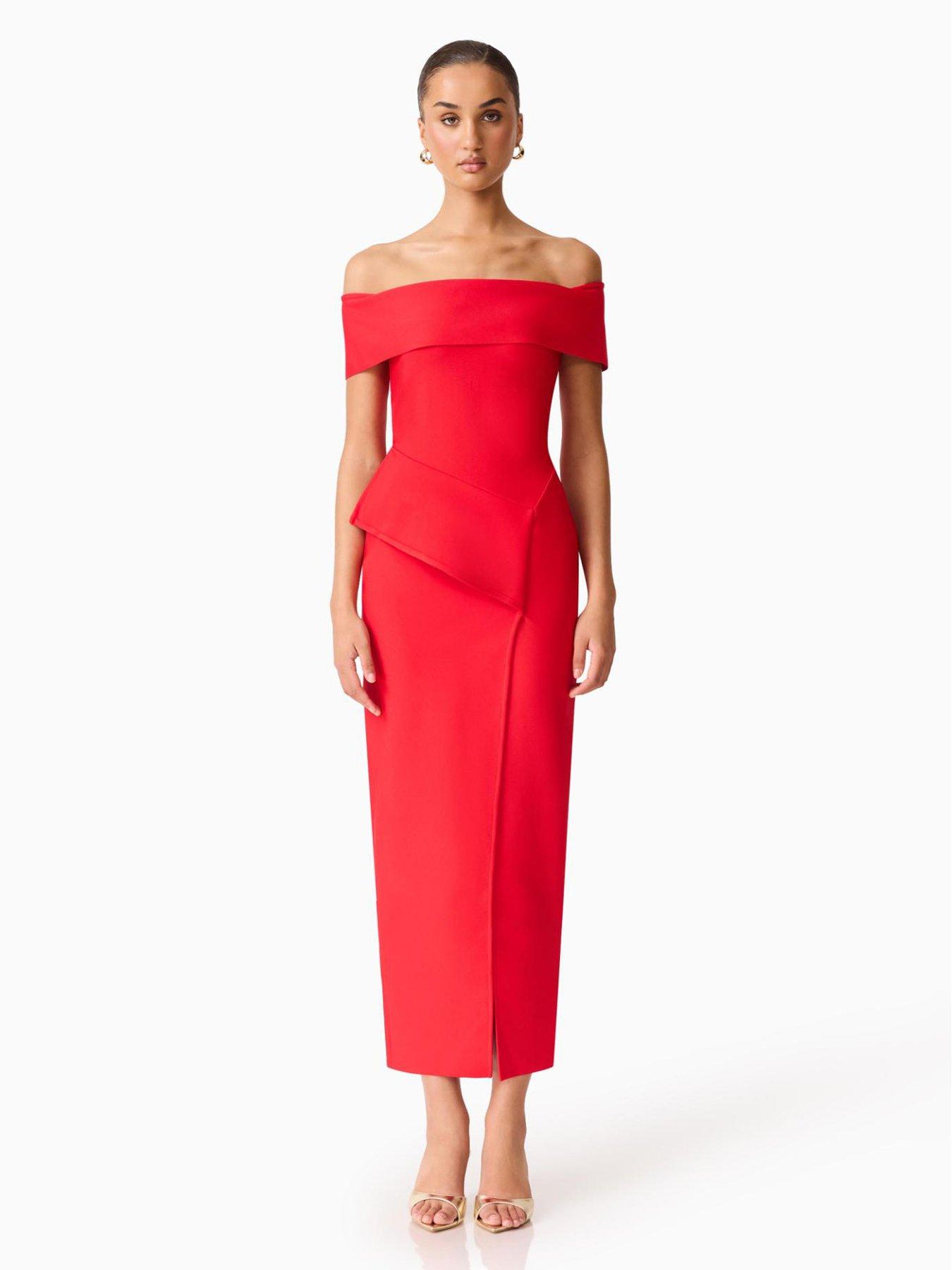 Image 4 of 5 of Elliatt Celia Off The Shoulder Gown - Red