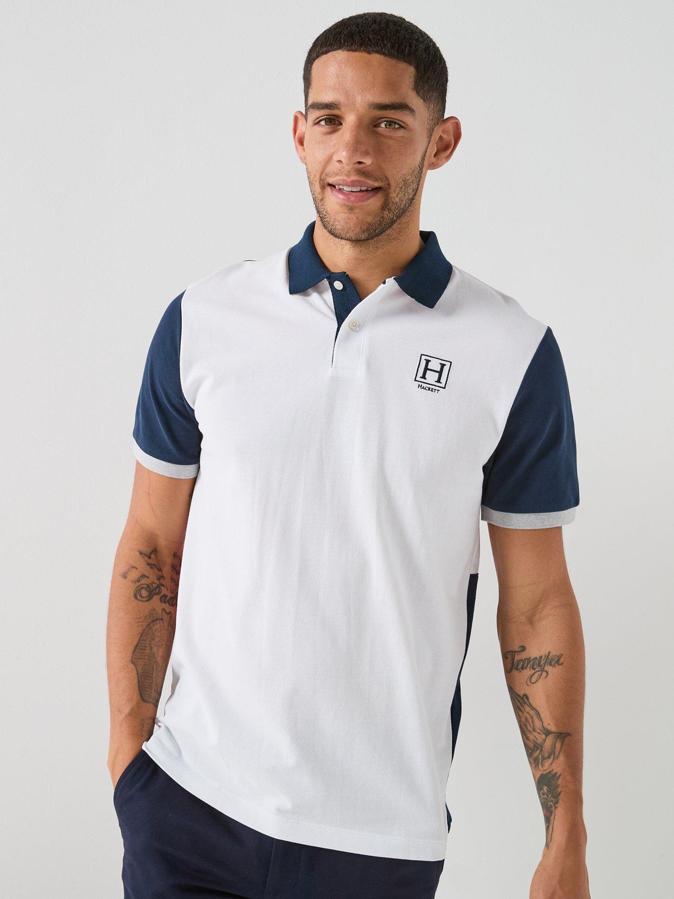 Image 2 of 4 of Hackett Heritage Quad Back Graphic Polo Shirt - White