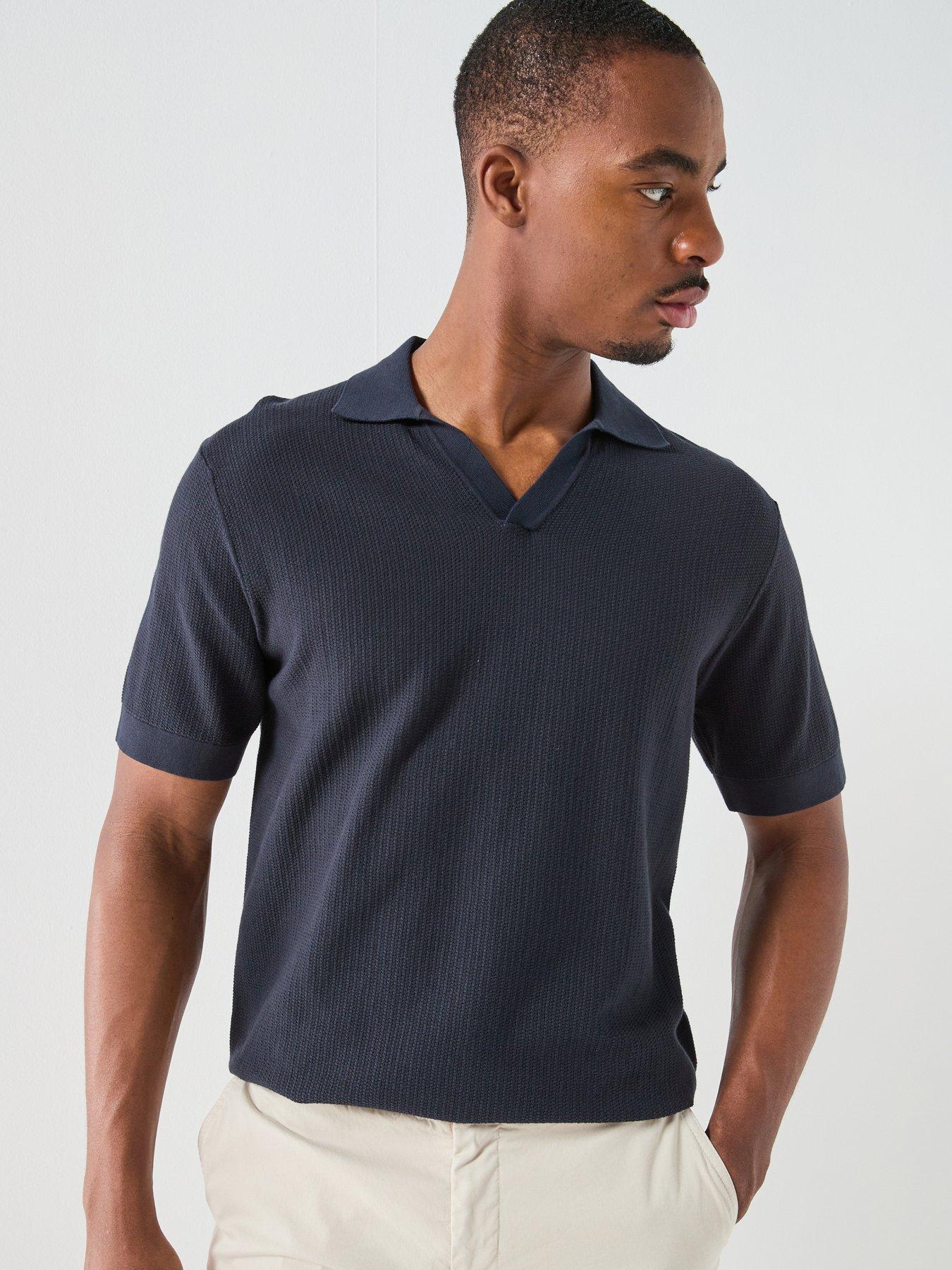 Hackett Hackett London Riviera Open Collar Knitted Polo Shirt - Navy