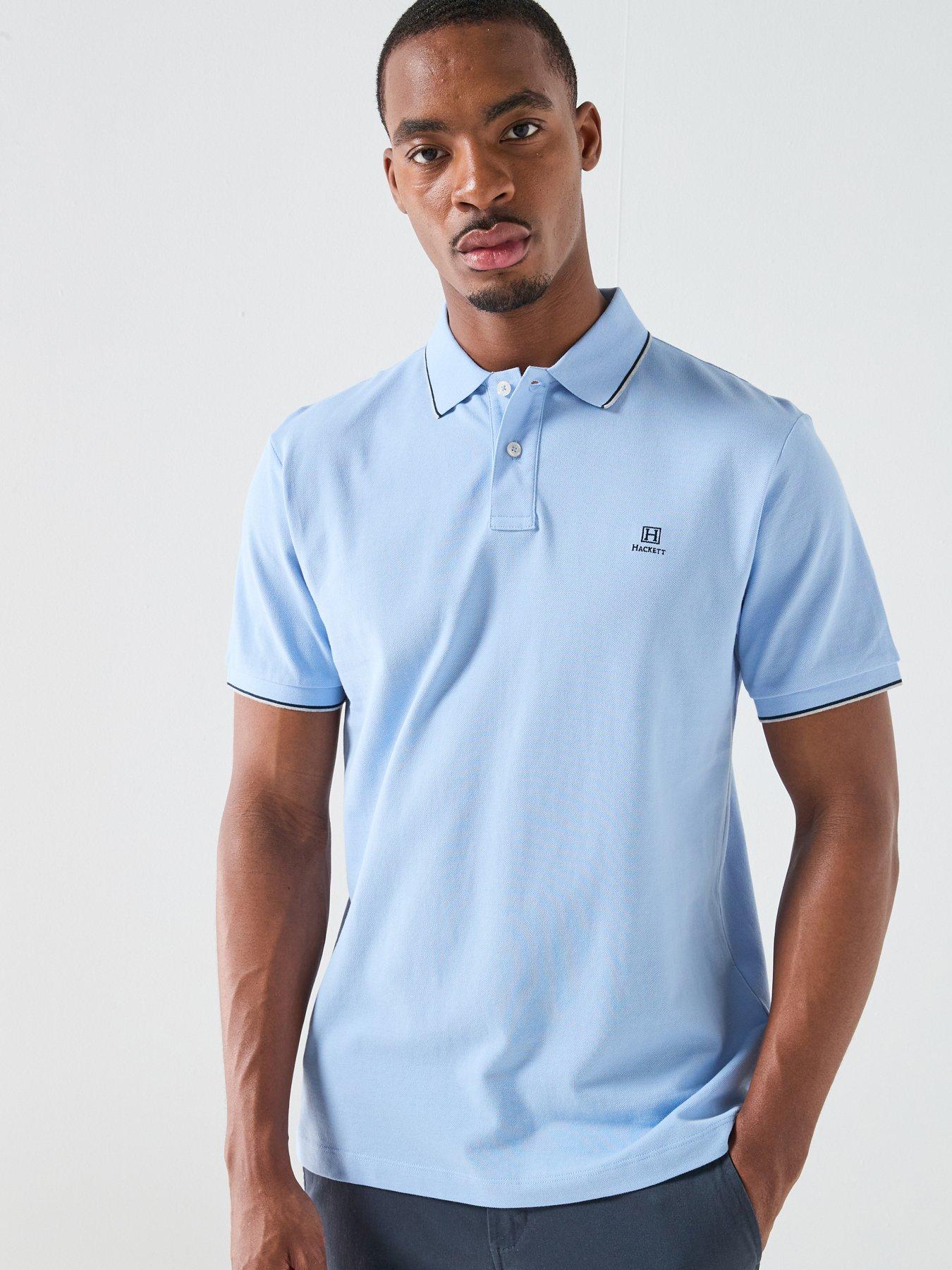 Image 1 of 4 of Hackett Heritage Heritage H Numbers Tipped Polo Shirt - Blue