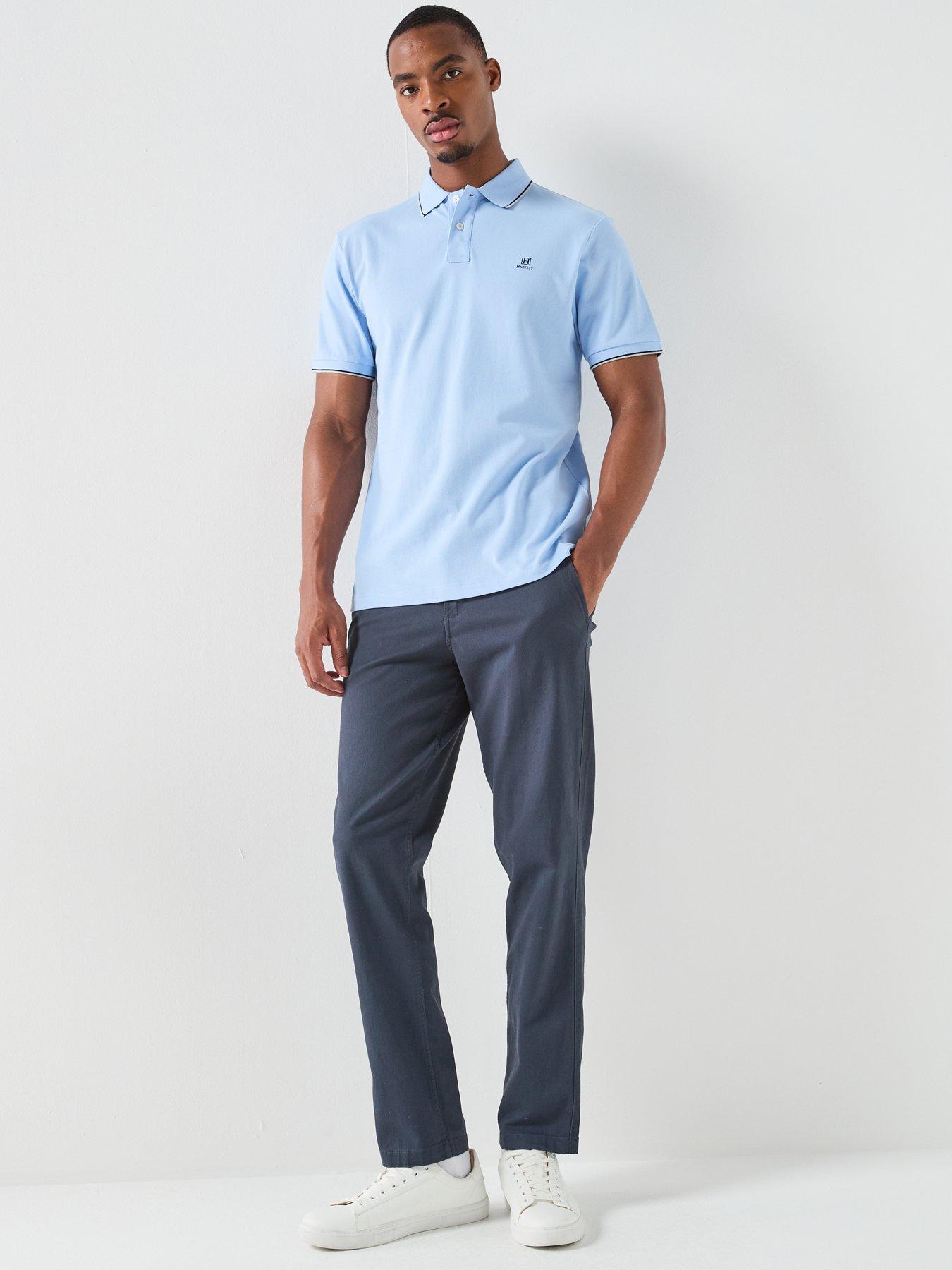 Image 3 of 4 of Hackett Heritage Heritage H Numbers Tipped Polo Shirt - Blue