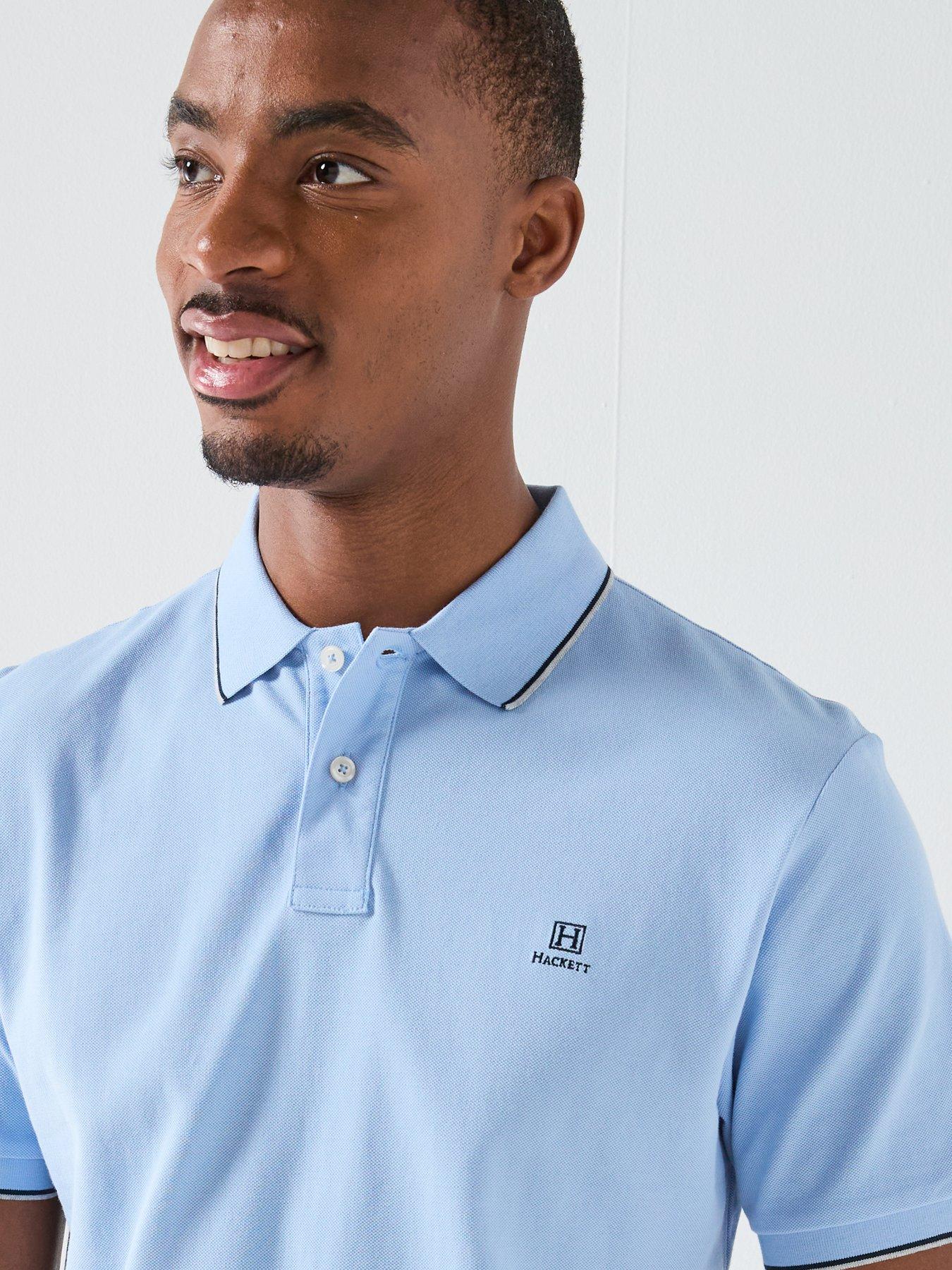Image 4 of 4 of Hackett Heritage Heritage H Numbers Tipped Polo Shirt - Blue