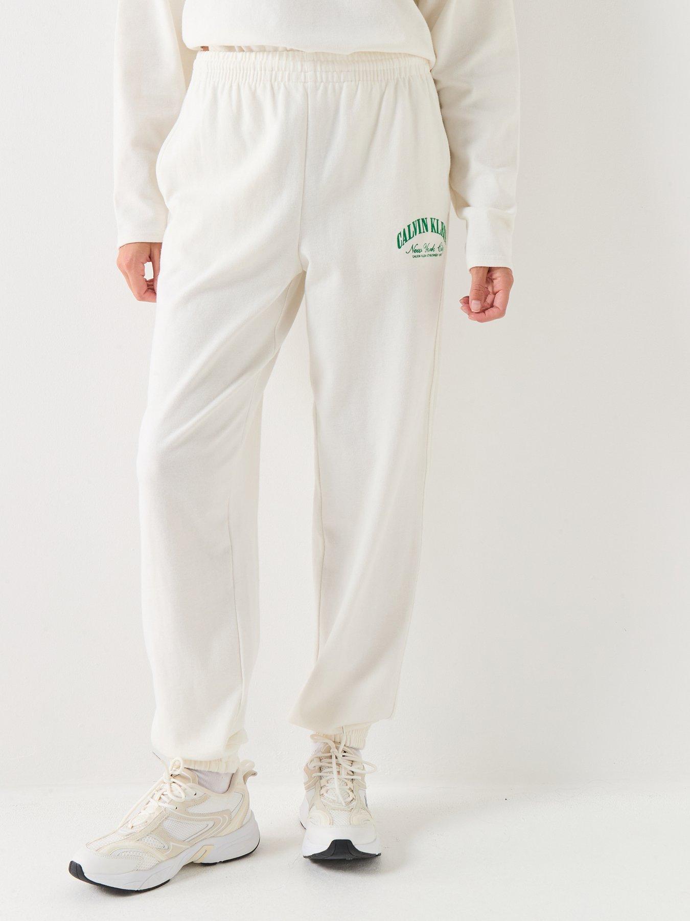 front image of calvin-klein-gx-jersey-jogger-white