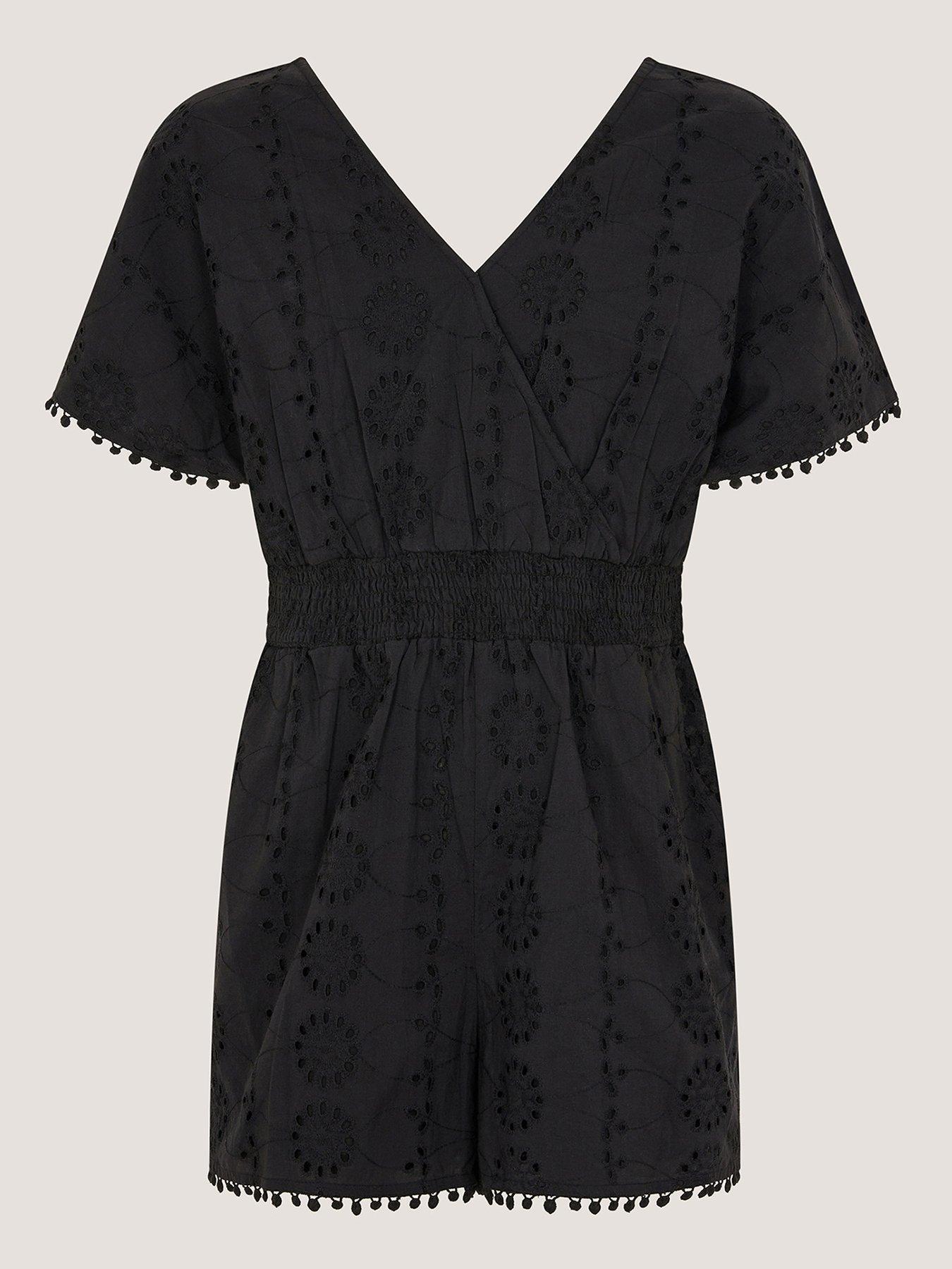 Monsoon Girls Storm Broderie Playsuit - Black
