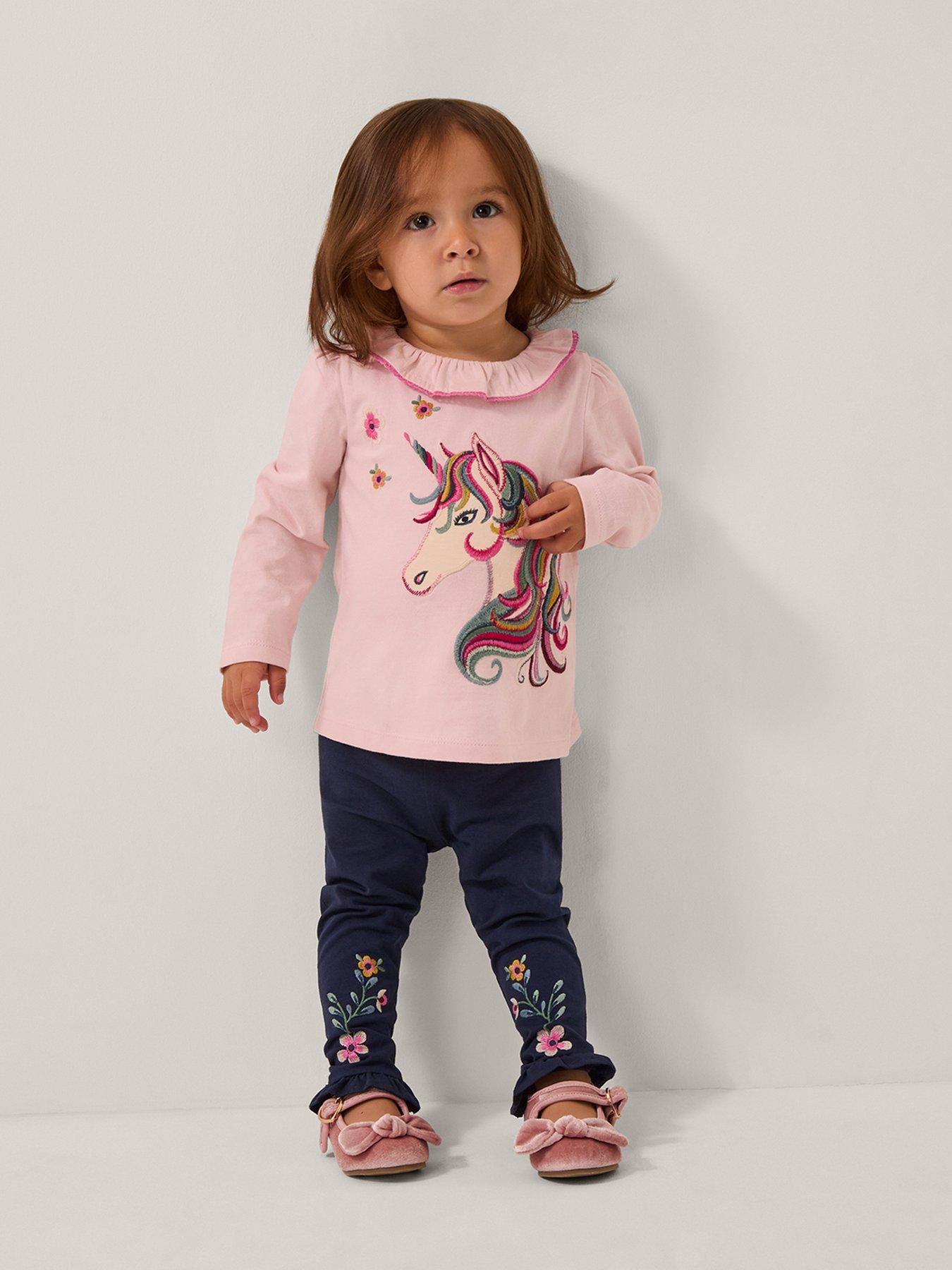 Image 1 of 4 of Monsoon Baby Girls Unicorn Top &amp; Leggings Set - Pink