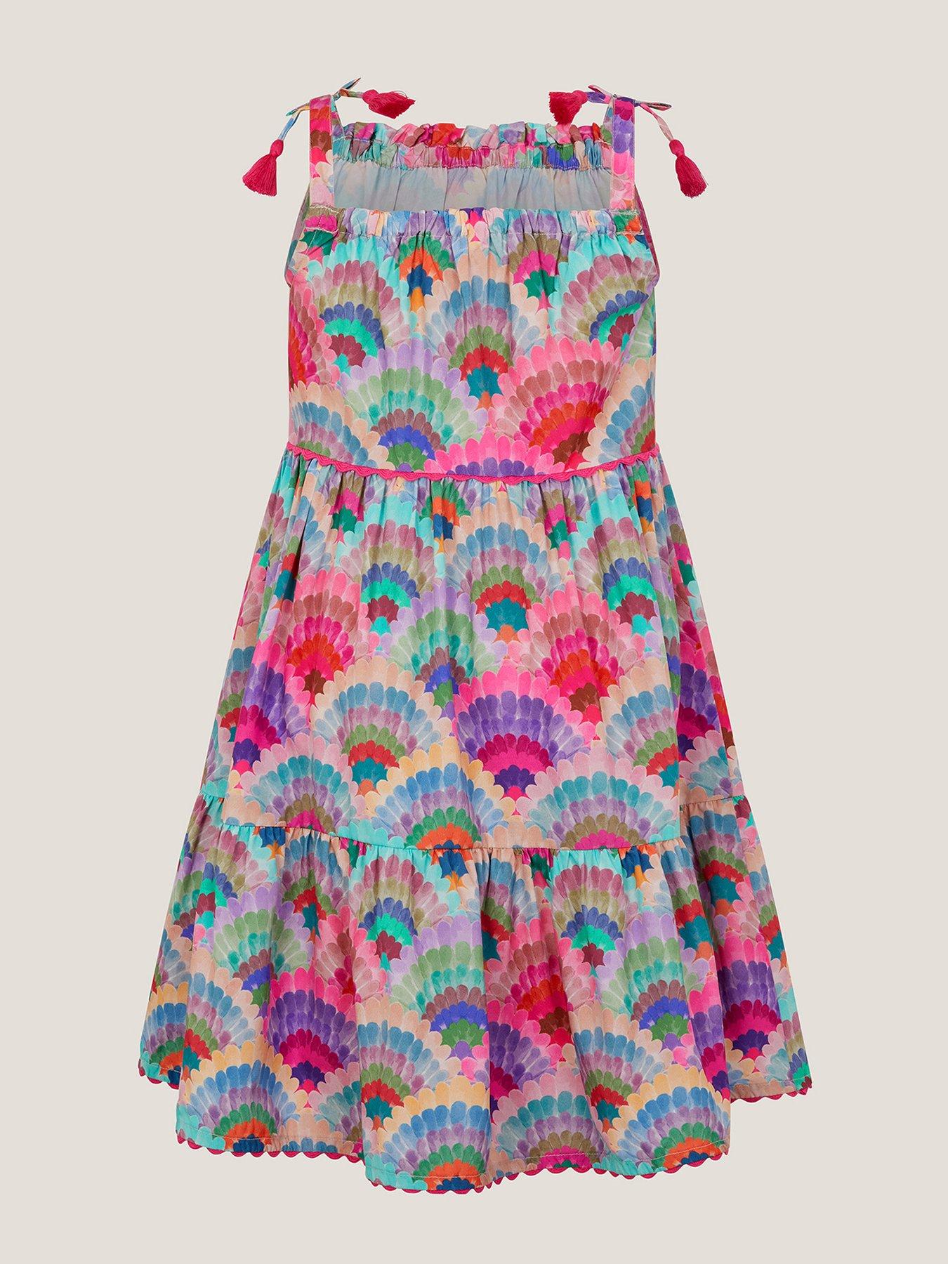 Image 2 of 3 of Monsoon Girls Rainbow Shells Dress - Multi