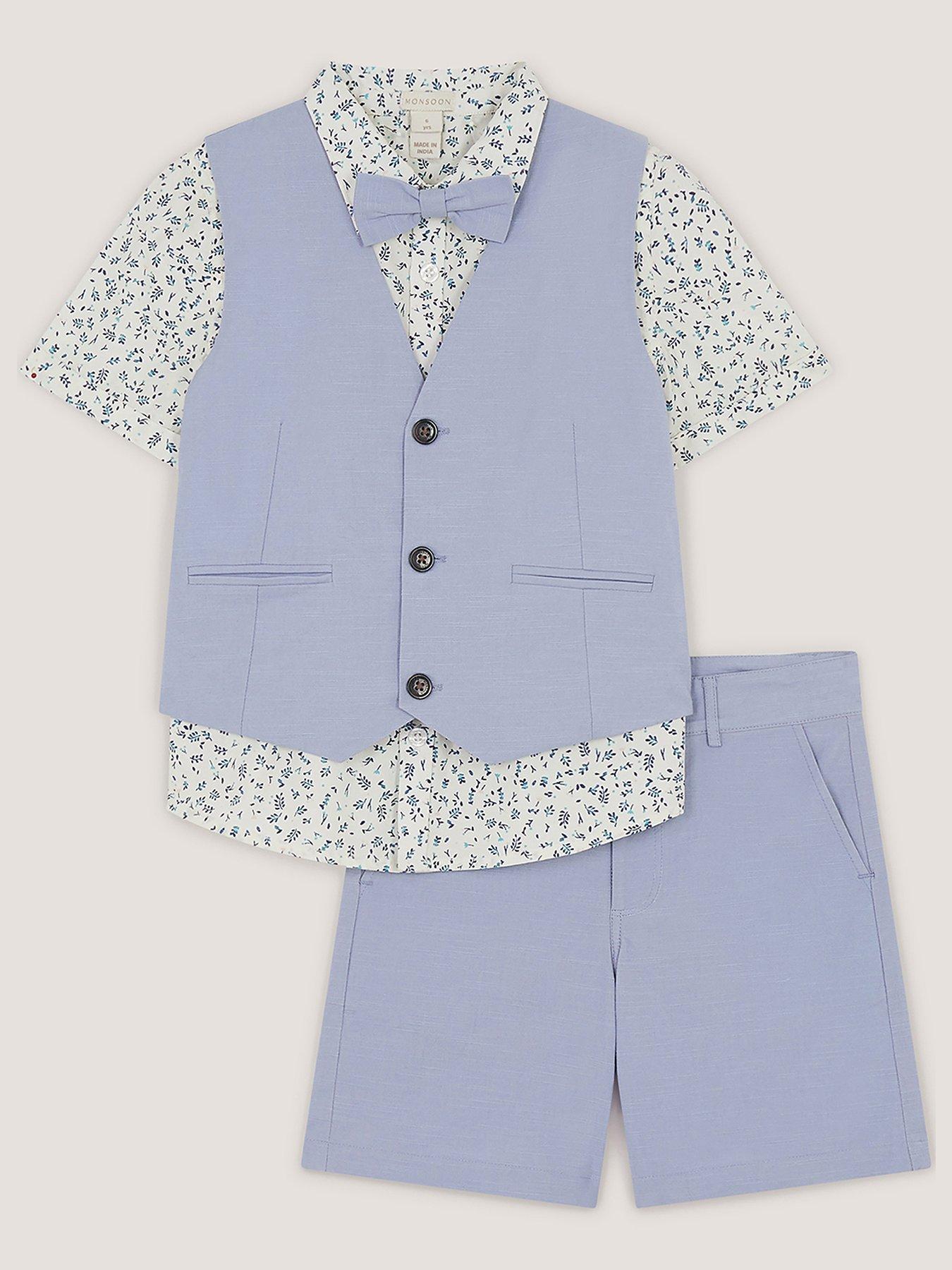 Monsoon Boys Oscar 4 Piece Printed Shirt Set - Blue