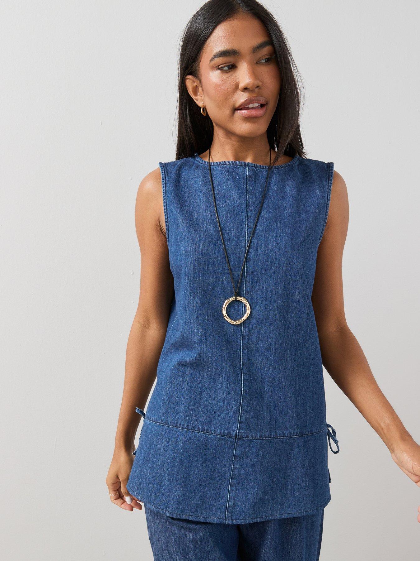 The Very Collection Denim Lyocell Blend Tunic Co-ord Top - Dark Wash