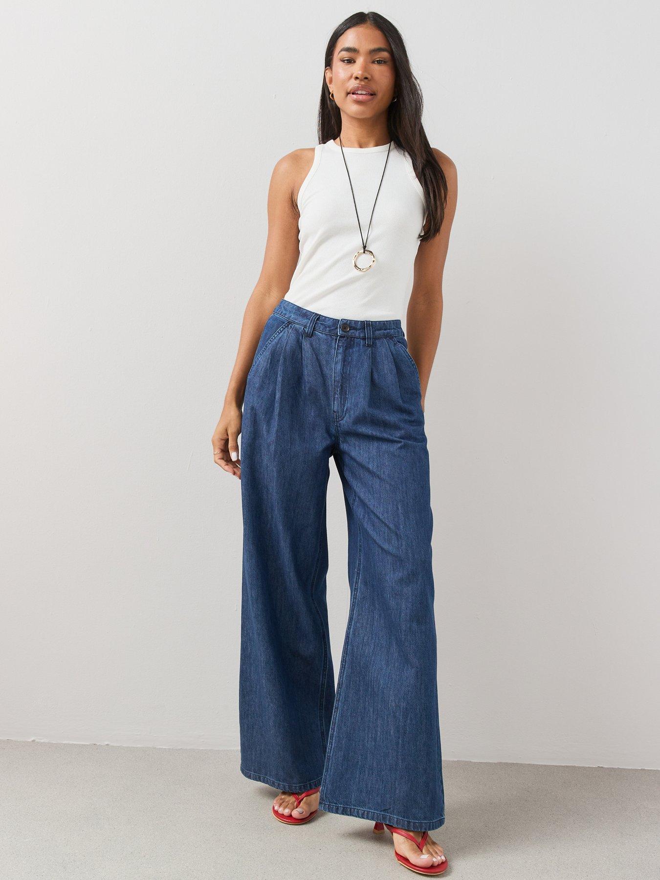 The Very Collection Denim Lyocell Blend Wide Leg Co-ord Jeans - Dark Wash