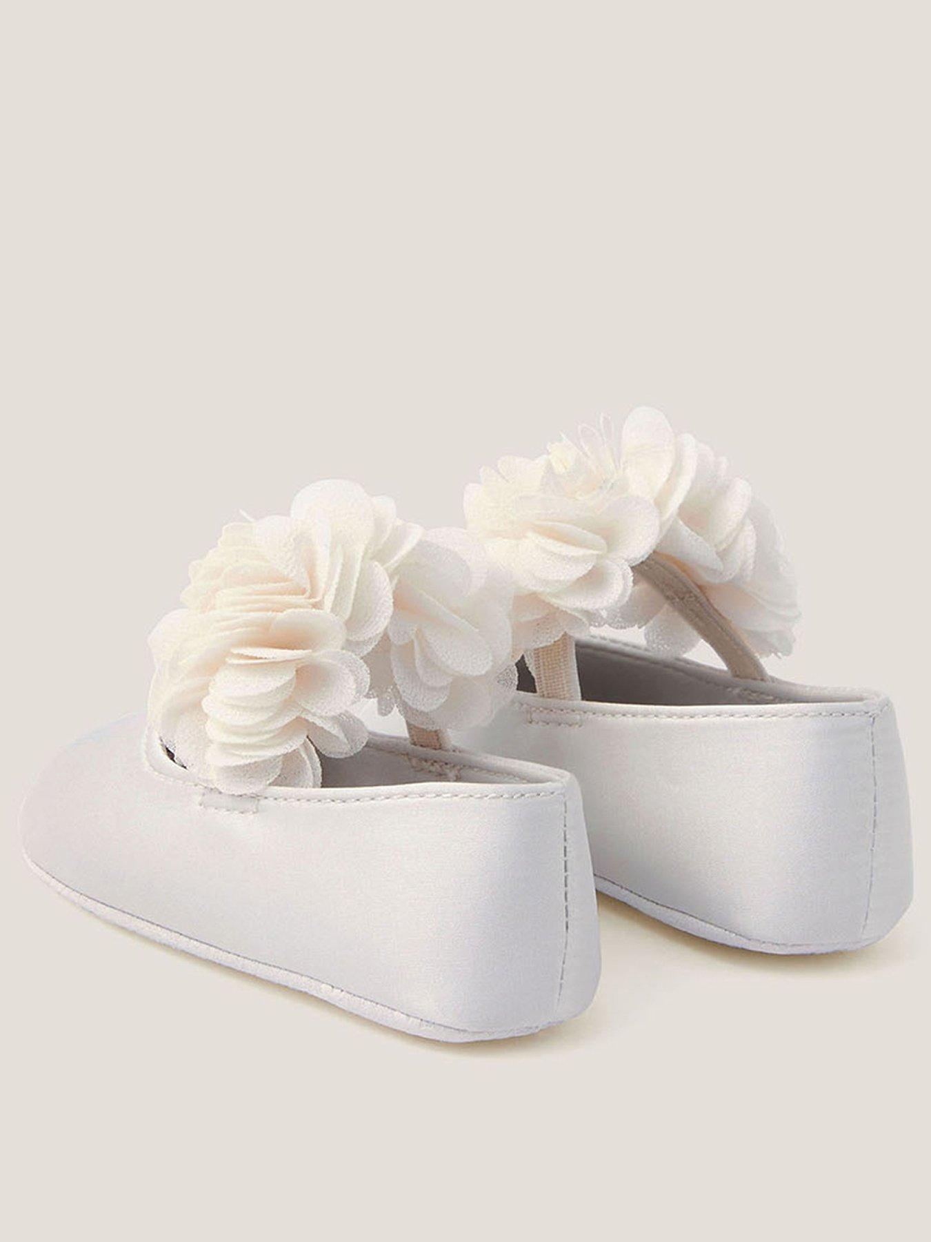 Image 2 of 3 of Monsoon Baby Girls Pom Flower Bootie And Bando Set - Cream