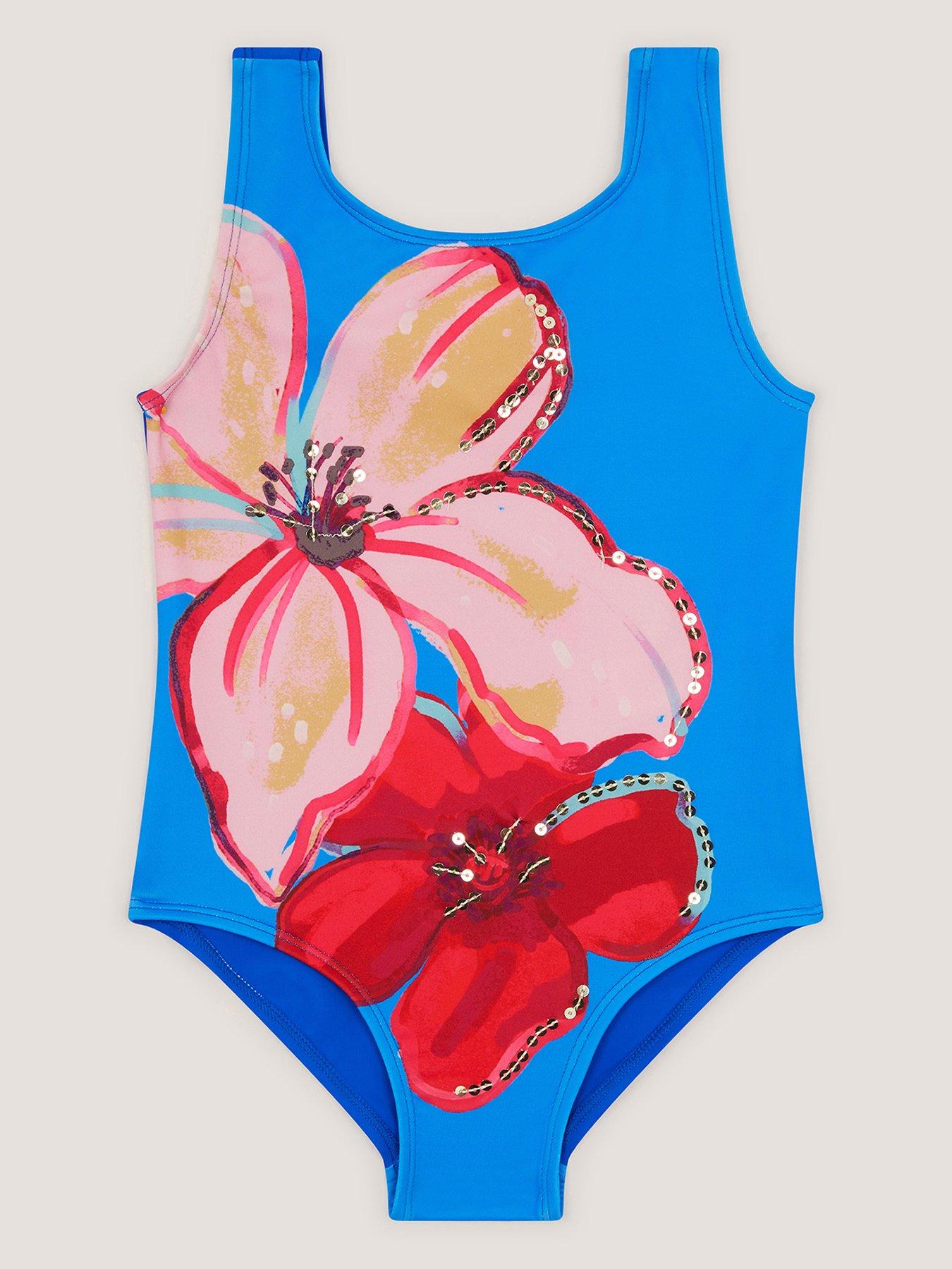Image 1 of 3 of Monsoon Girls Flower Swimsuit - Blue