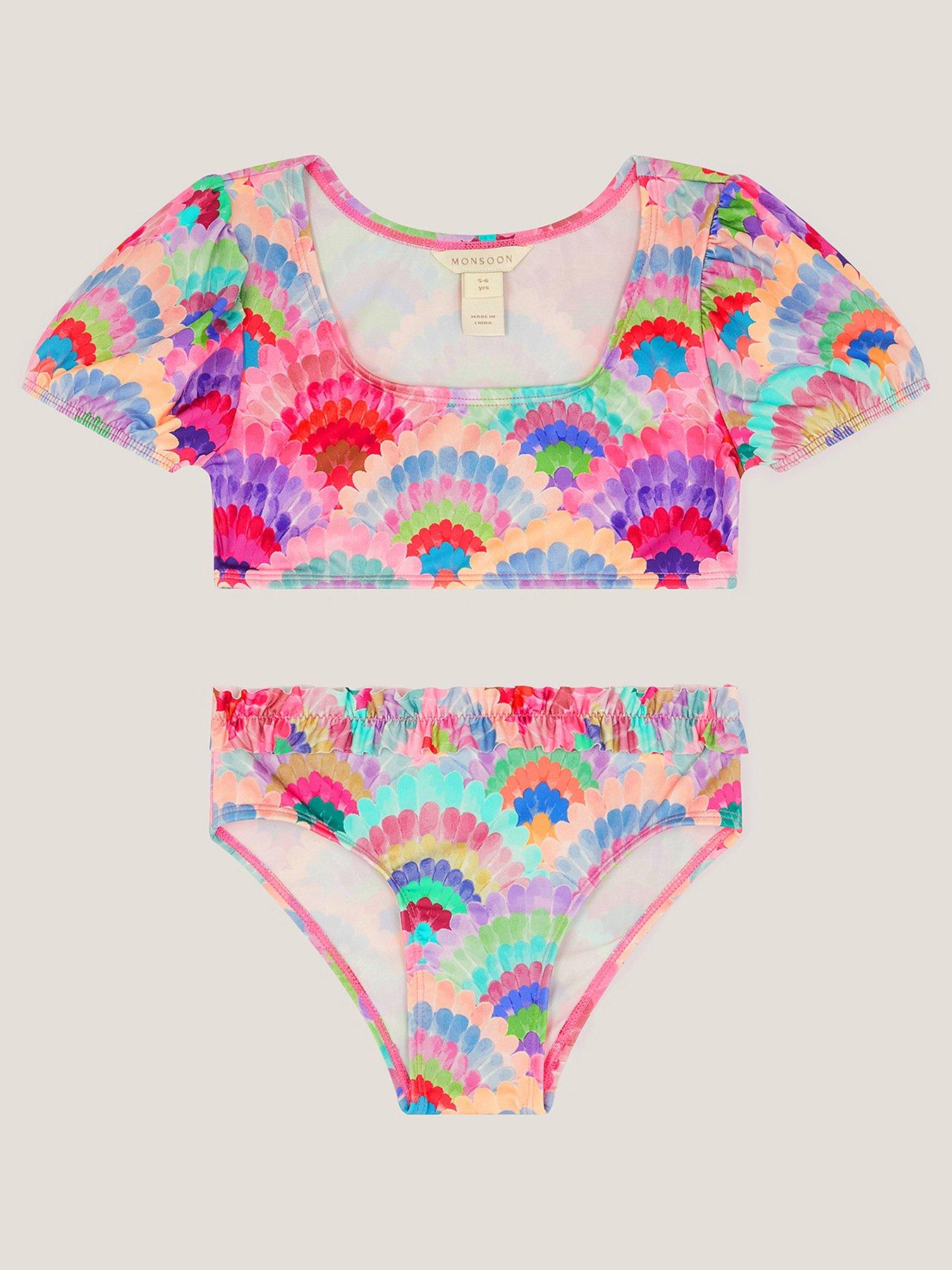  image of monsoon-girls-shells-puff-sleeve-bikini-multi