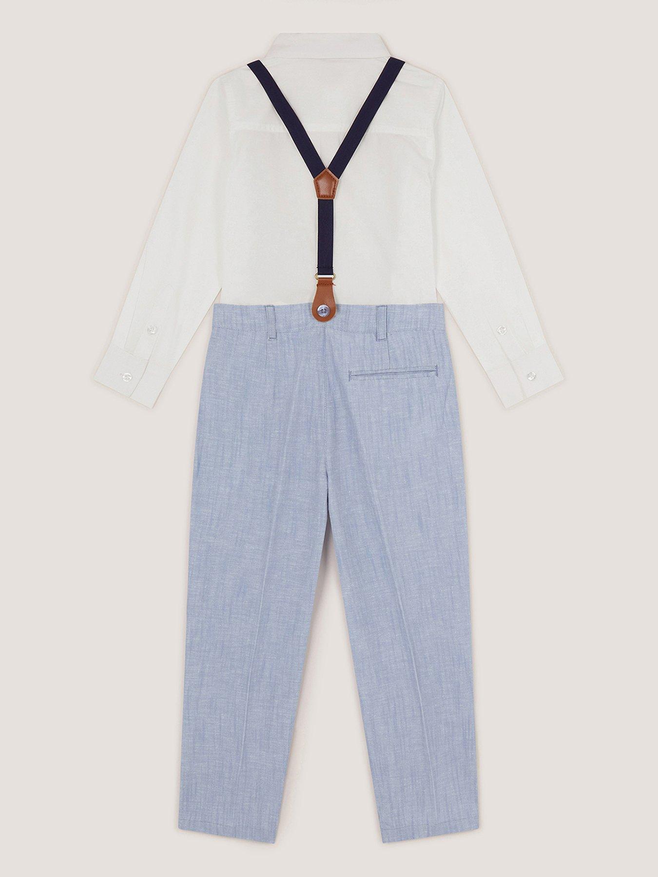 Image 2 of 3 of Monsoon Boys Aiden 3 Piece Suit Set with Braces - Blue