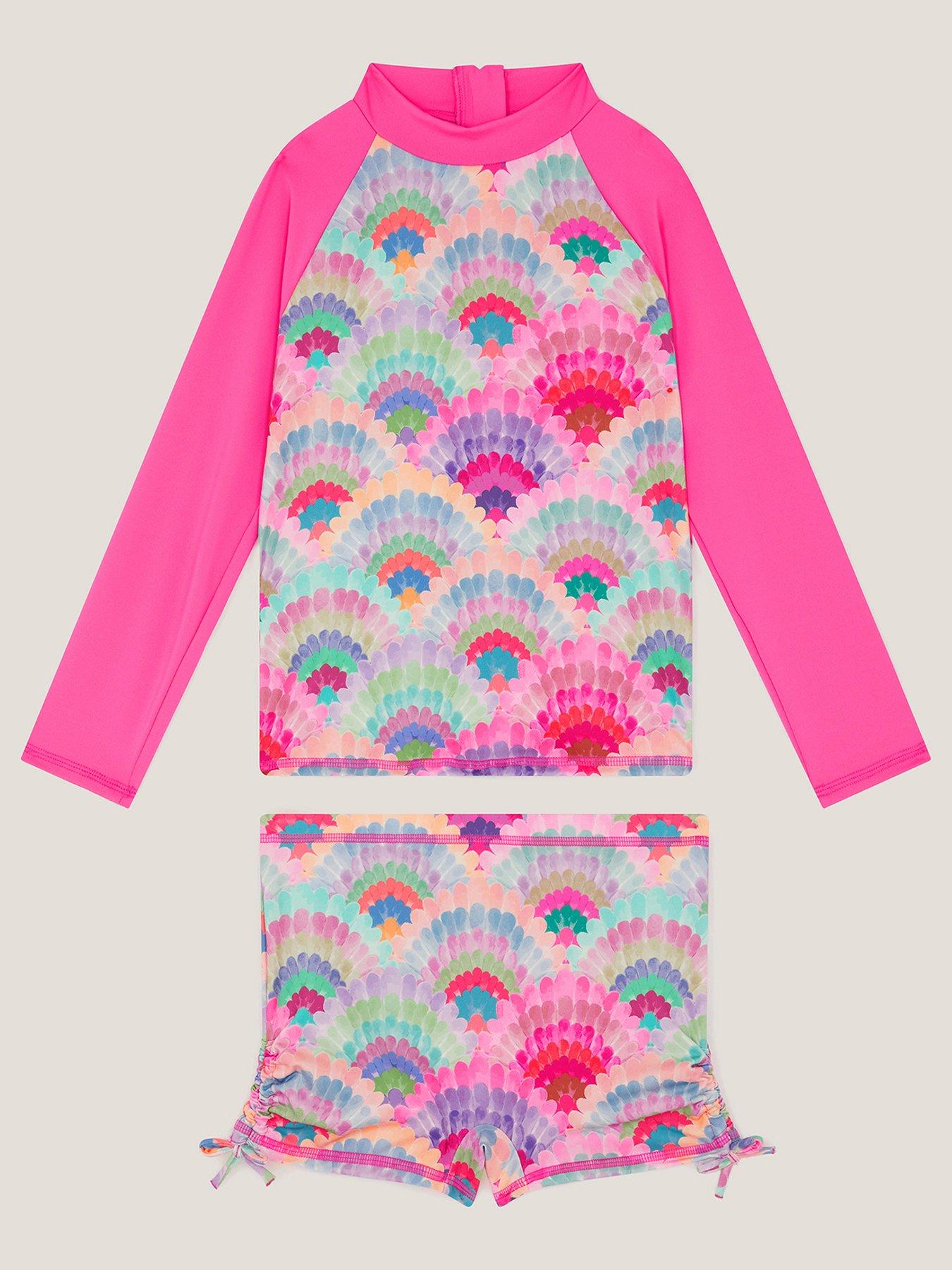 Image 1 of 3 of Monsoon Girls Rainbow Shells UPF Set - Pink