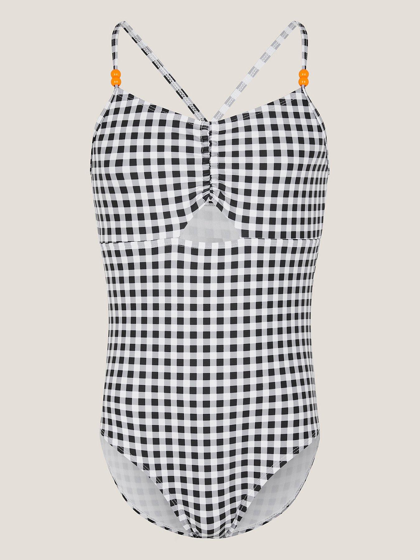 Monsoon Girls Storm Gingham Swimsuit - Black