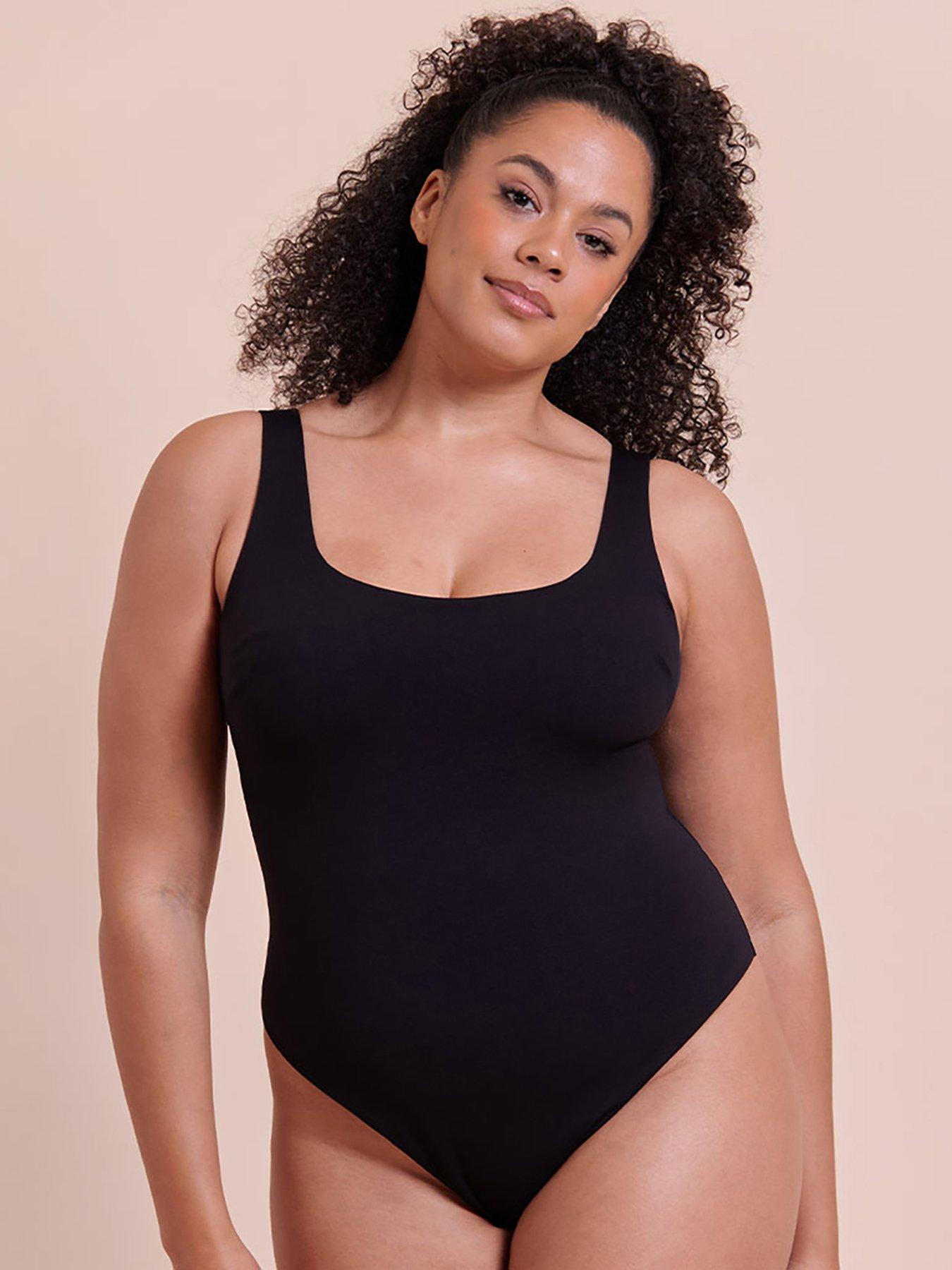 front image of curvy-kate-smoothie-support-stretch-body-black