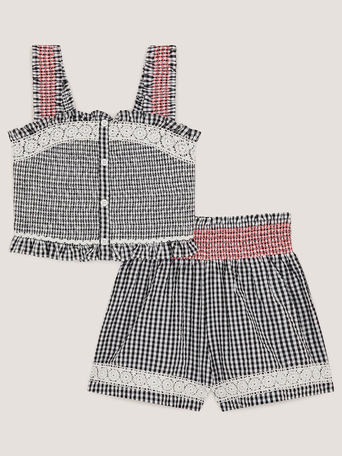 Image 2 of 4 of Monsoon Girls Storm Gingham Skort Set - Black