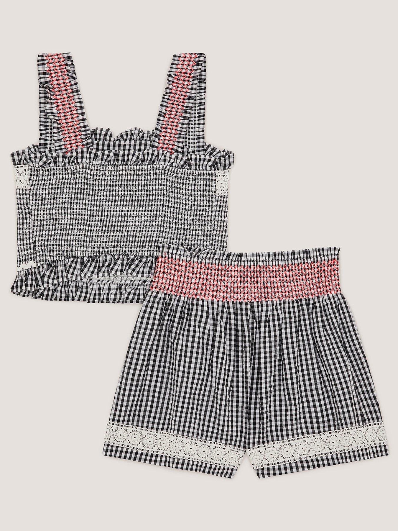Image 3 of 4 of Monsoon Girls Storm Gingham Skort Set - Black