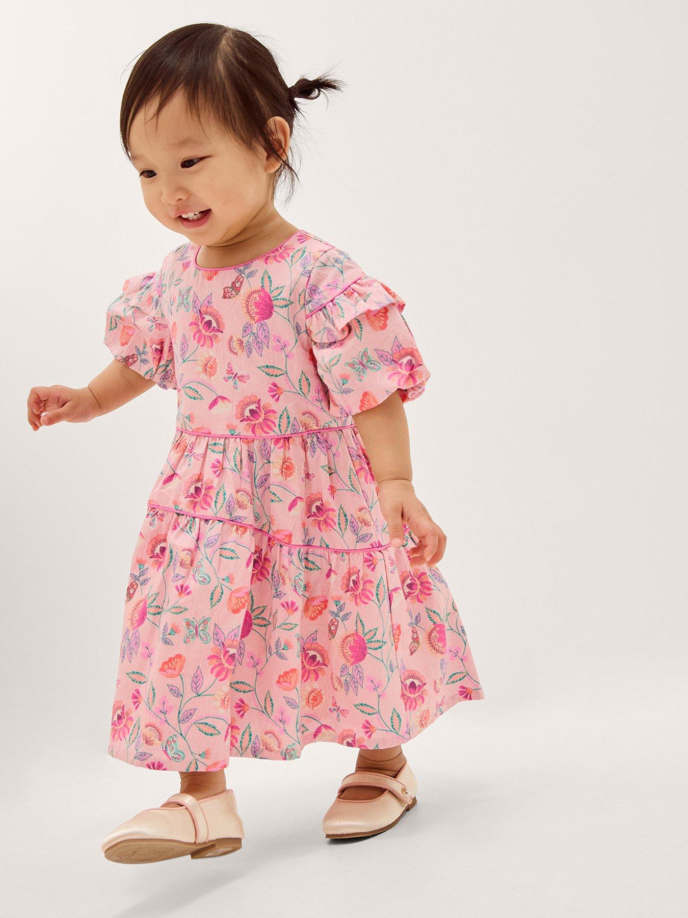 Monsoon Baby Girls Floral Jacquard Dress - Cream