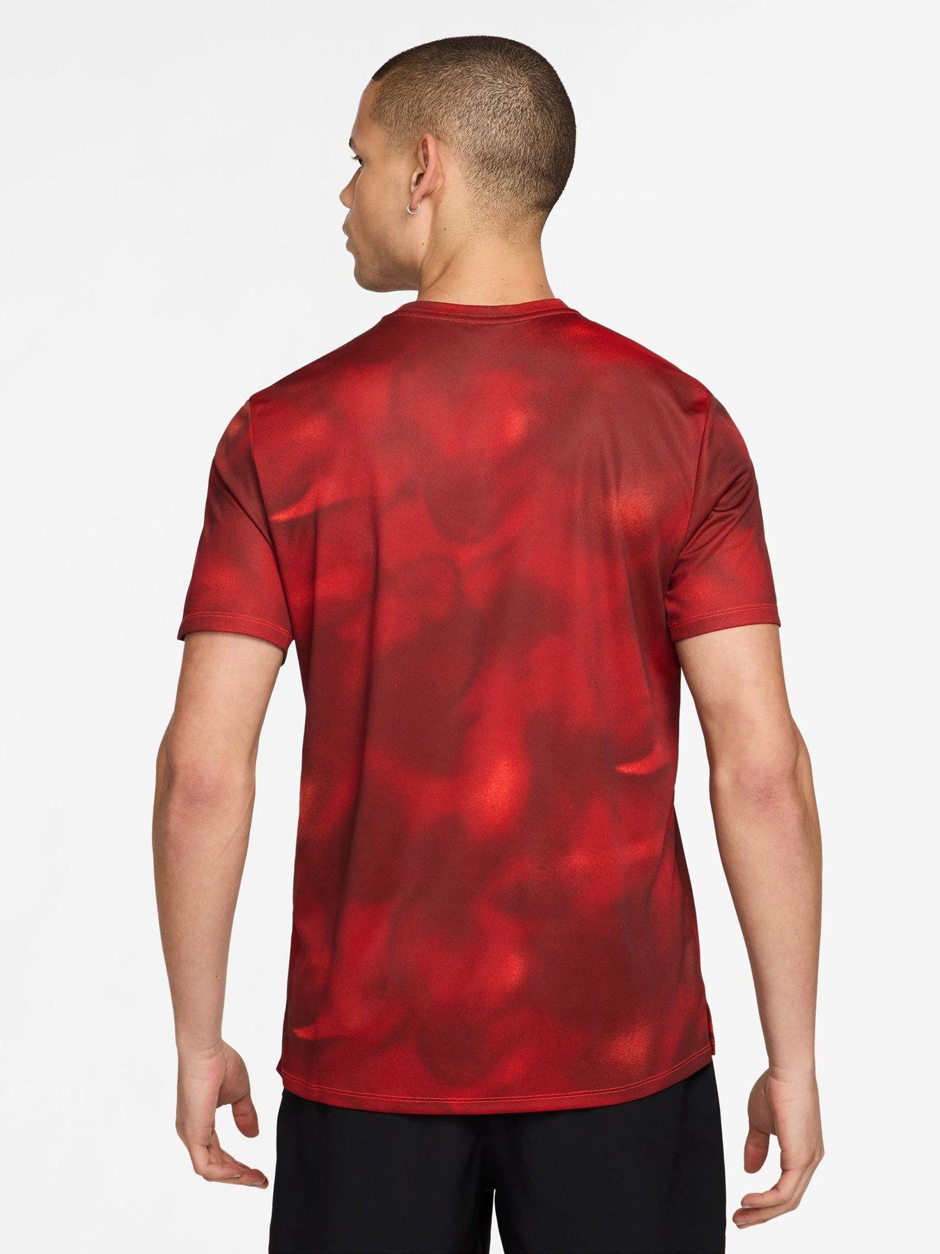 Image 2 of 4 of Nike Mens Running Miler Dri-Fit UV Printed T-Shirt - Red