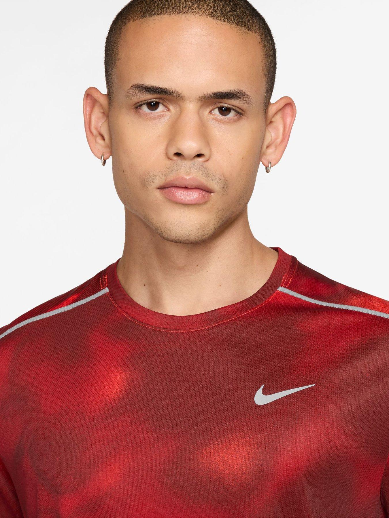 Image 3 of 4 of Nike Mens Running Miler Dri-Fit UV Printed T-Shirt - Red
