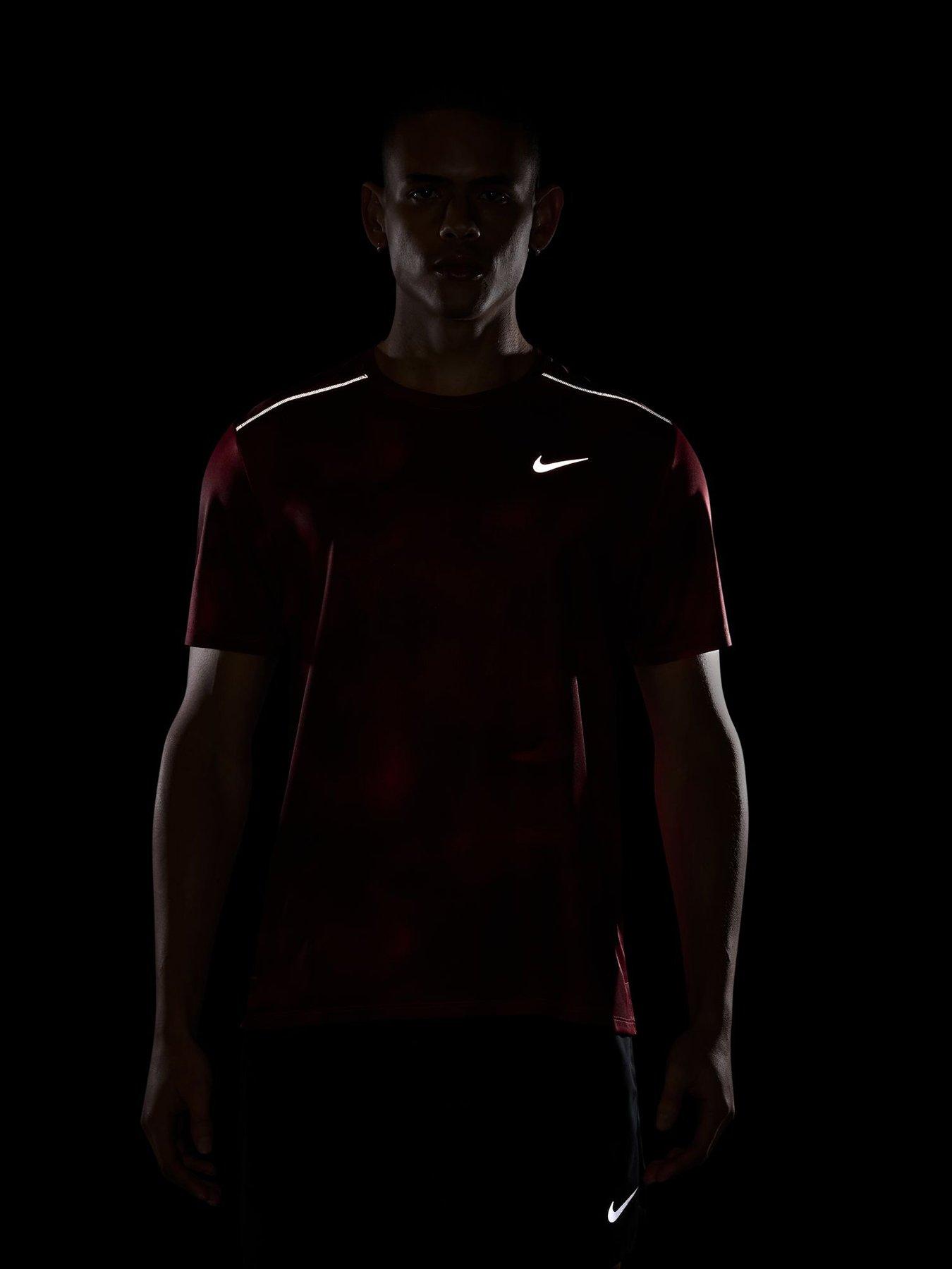Image 4 of 4 of Nike Mens Running Miler Dri-Fit UV Printed T-Shirt - Red