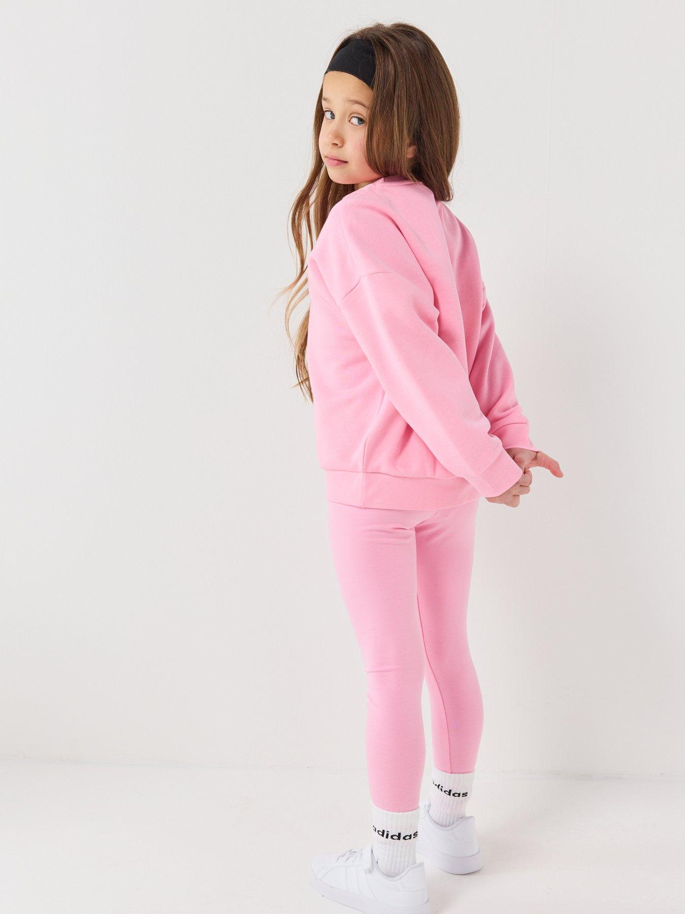 Image 2 of 7 of adidas Originals Kids Unisex Oversized Crew Leggings Set - Pink