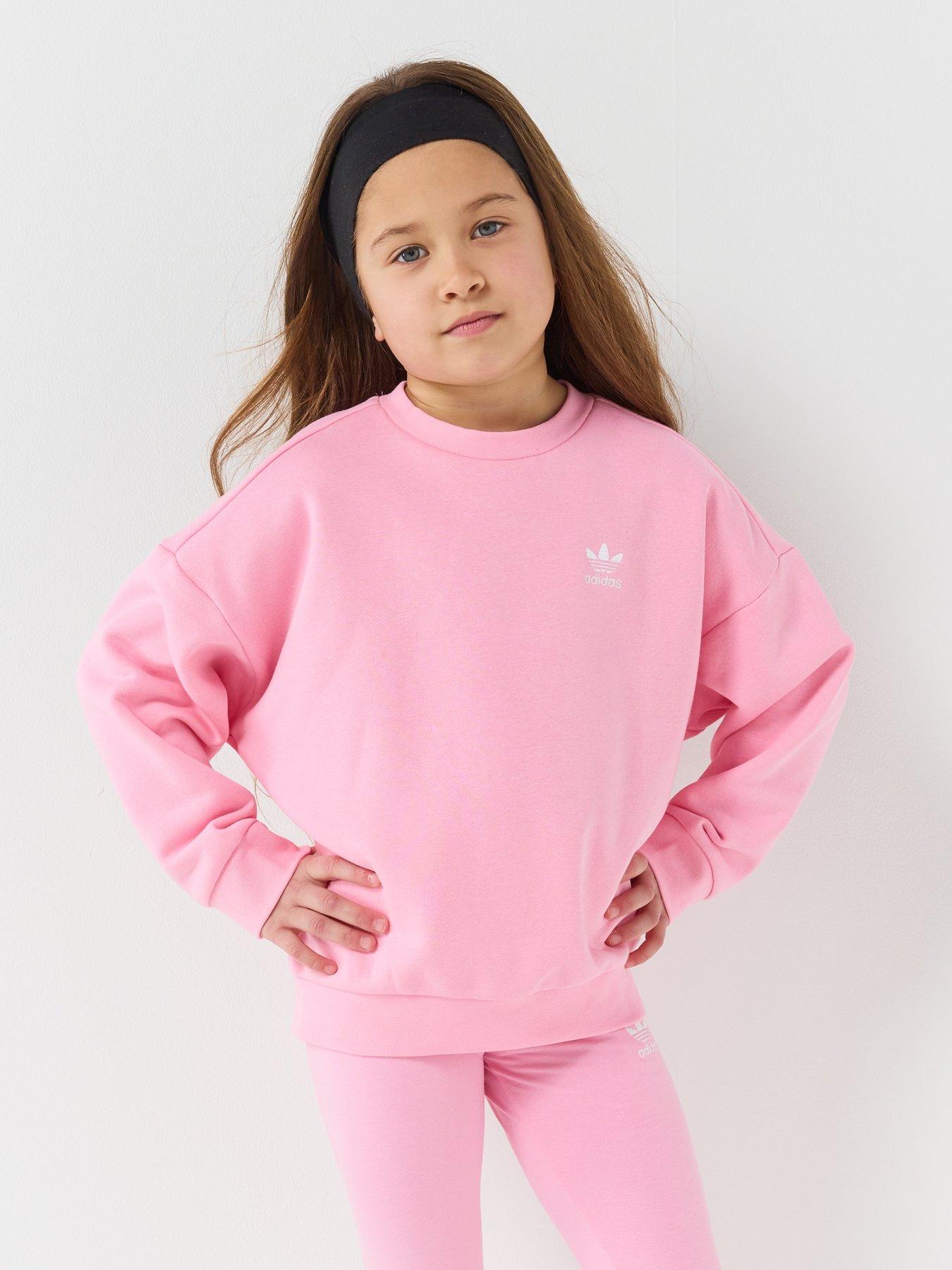 Image 3 of 7 of adidas Originals Kids Unisex Oversized Crew Leggings Set - Pink