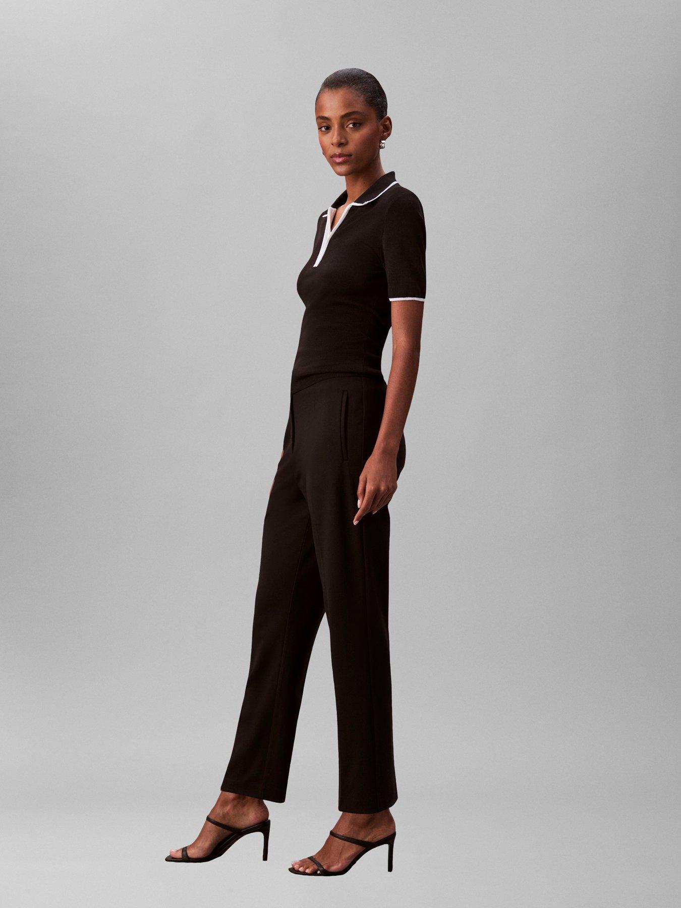  image of calvin-klein-ponte-dart-front-pant