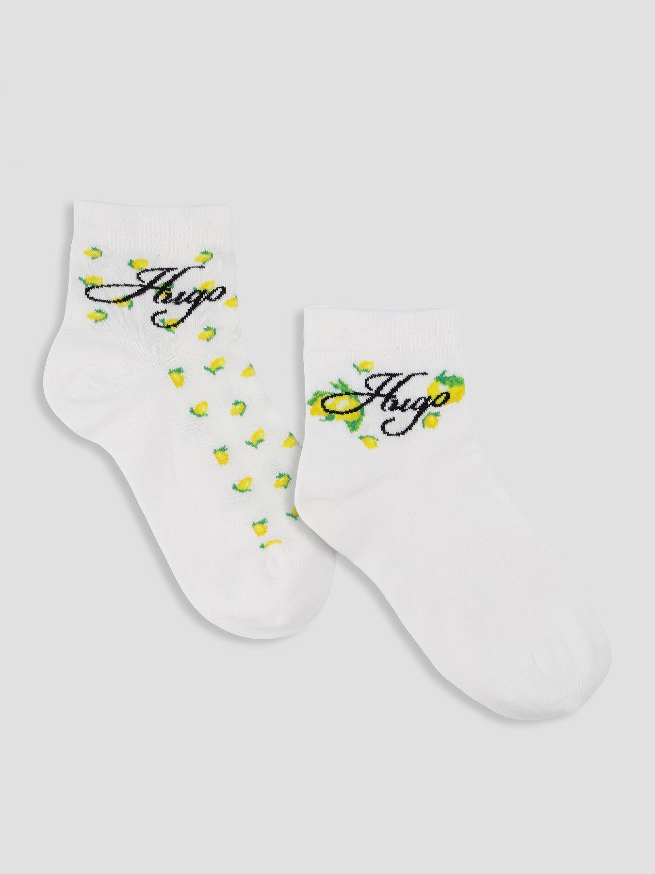 HUGO 2-Pack Script Lemon Socks - White